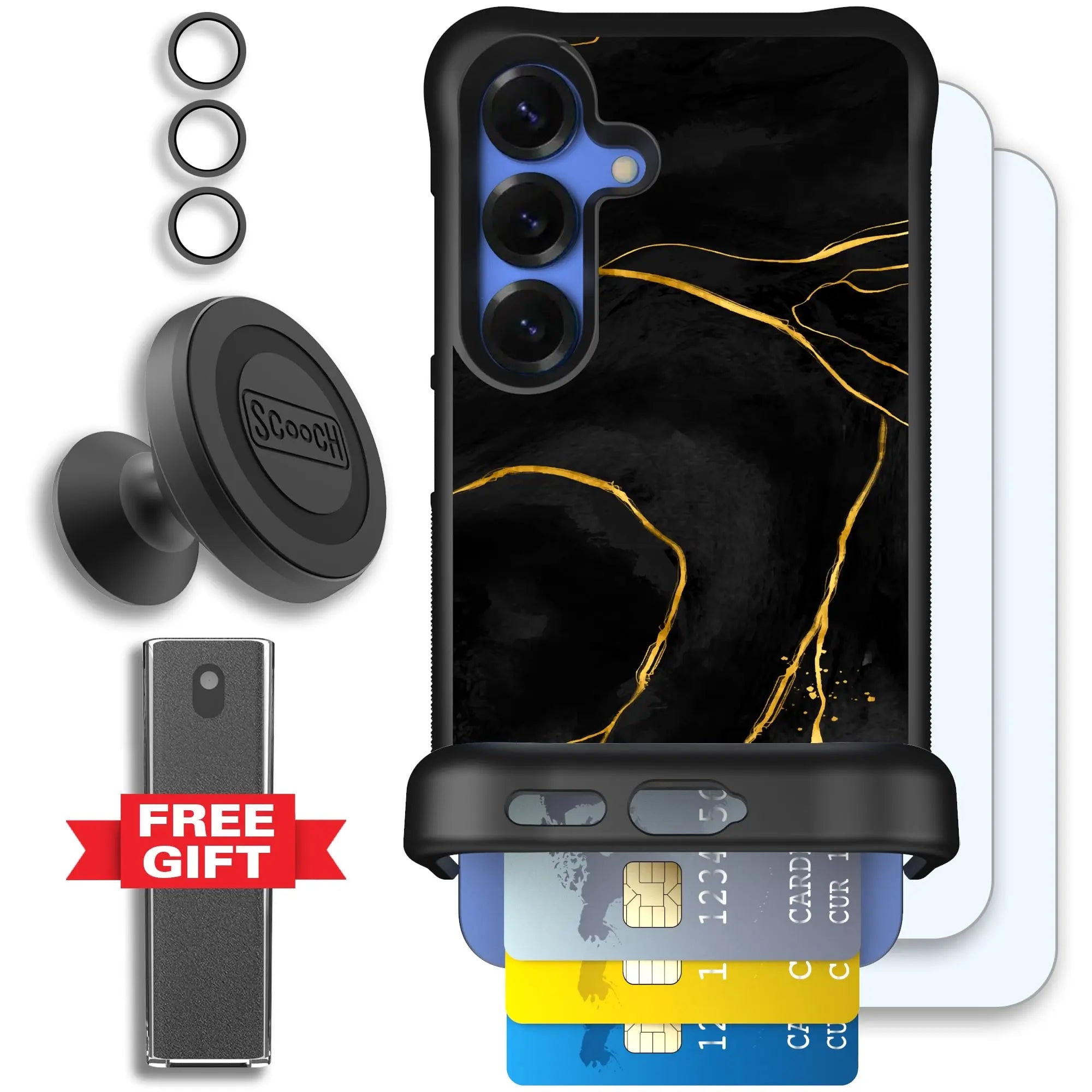 Scooch-Wingmate Defender Bundle for Samsung Galaxy S25-Black-Marble