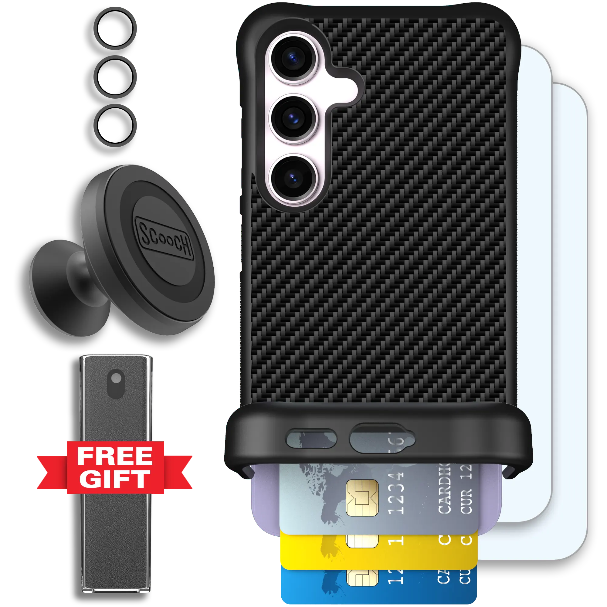 Scooch-Wingmate Defender Bundle for Samsung Galaxy S25-Carbon-Fiber