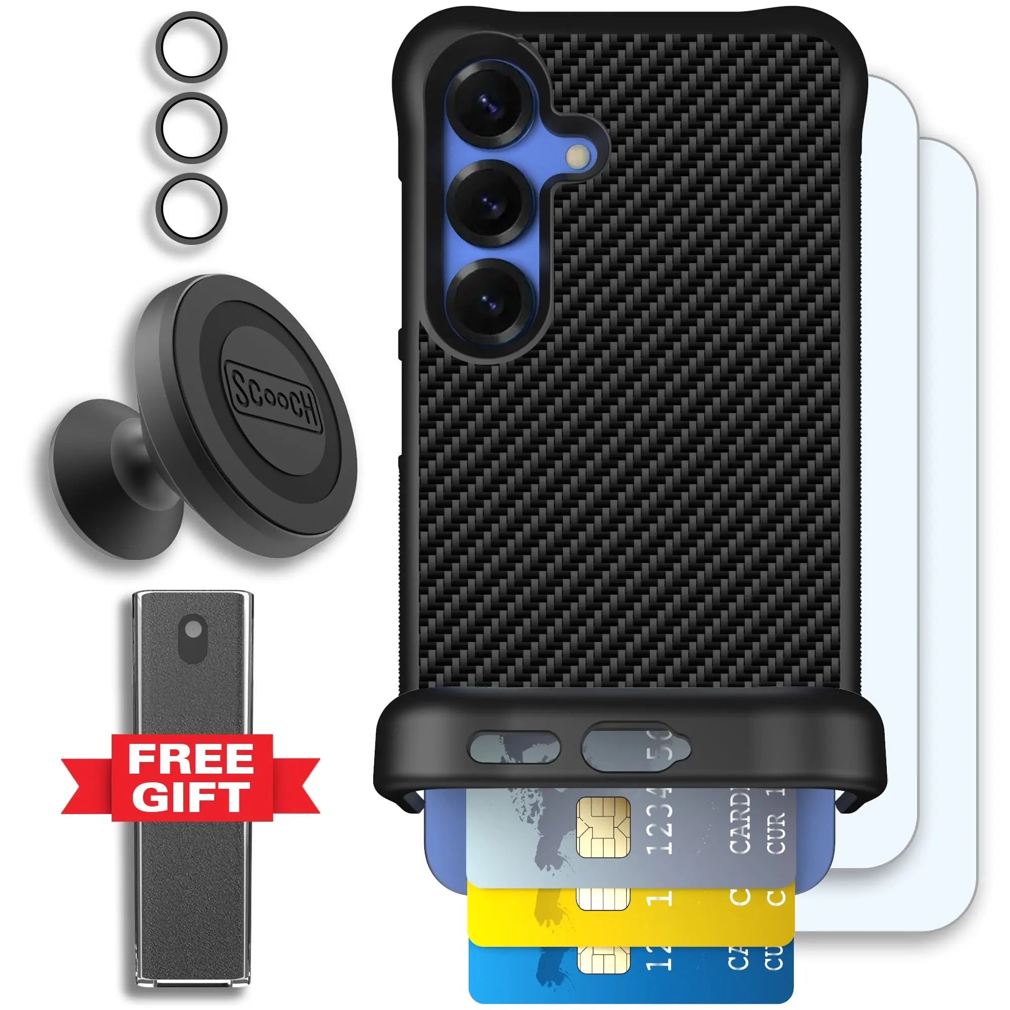 Scooch-Wingmate Defender Bundle for Samsung Galaxy S25-Carbon-Fiber