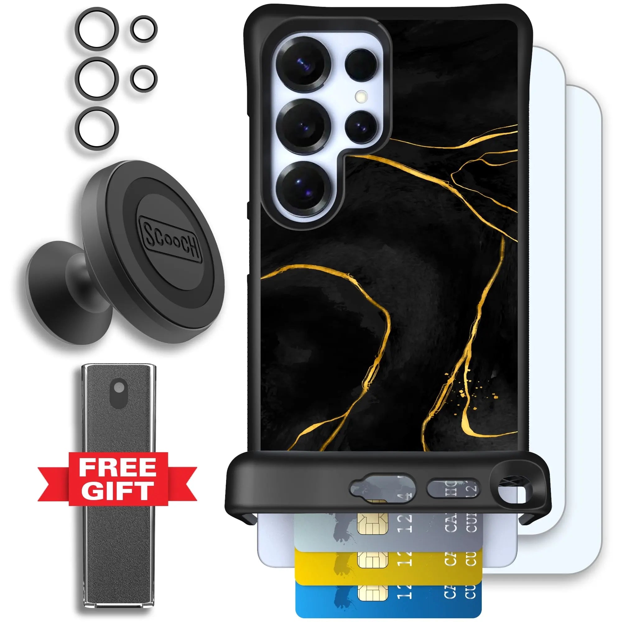 Scooch-Wingmate Defender Bundle for Samsung Galaxy S25 Ultra-Black-Marble