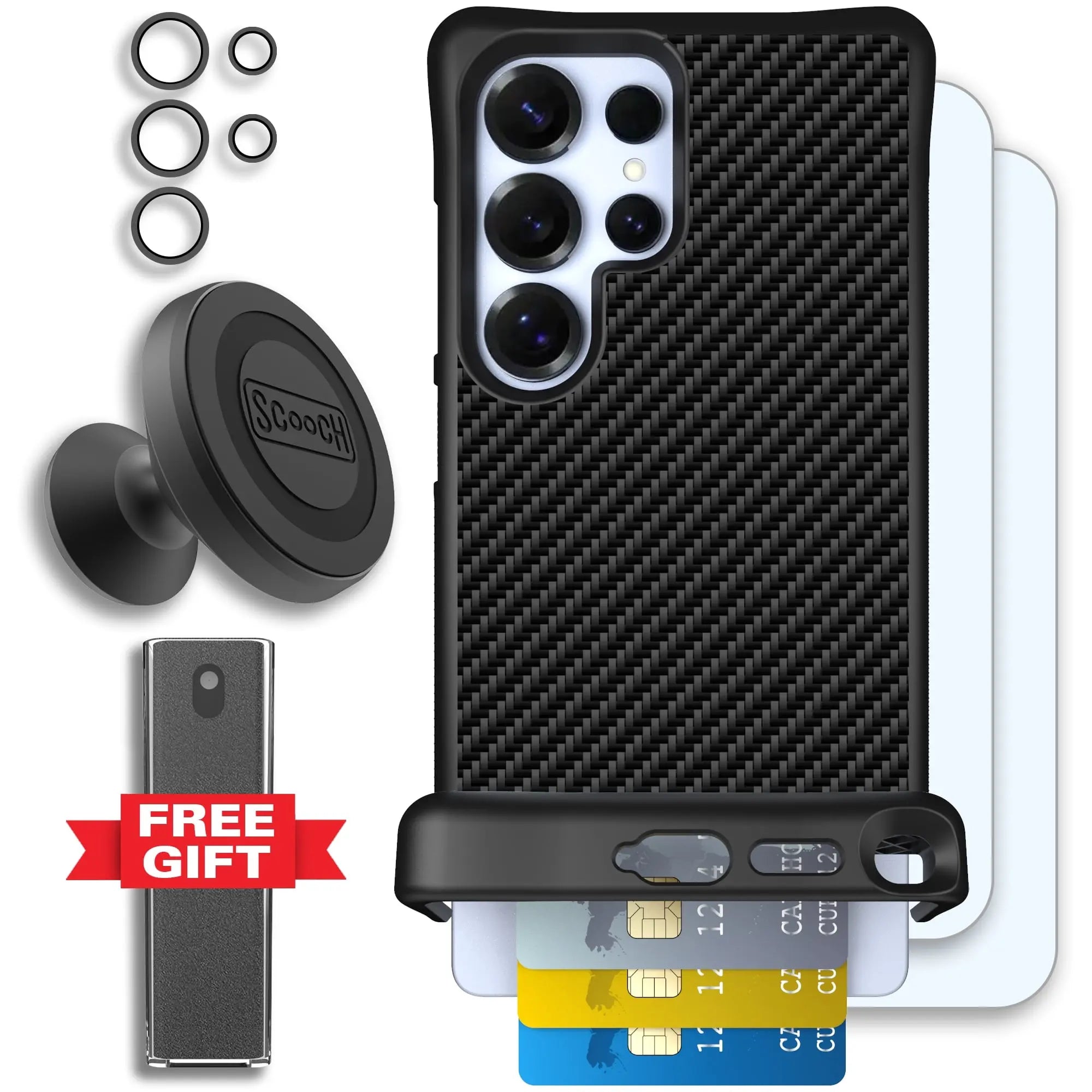 Scooch-Wingmate Defender Bundle for Samsung Galaxy S25 Ultra-Carbon-Fiber