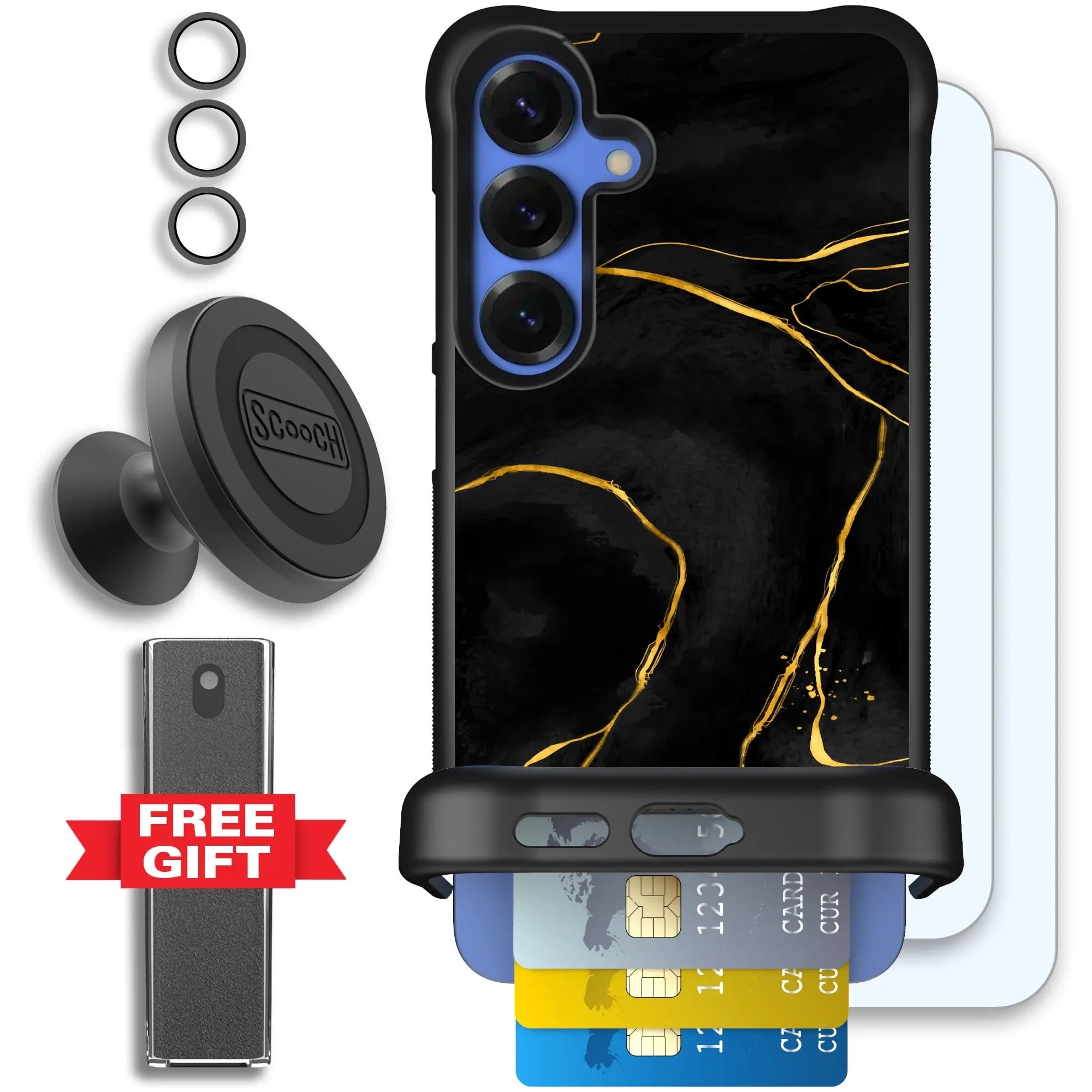 Scooch-Wingmate Defender Bundle for Samsung Galaxy S25+-Black-Marble