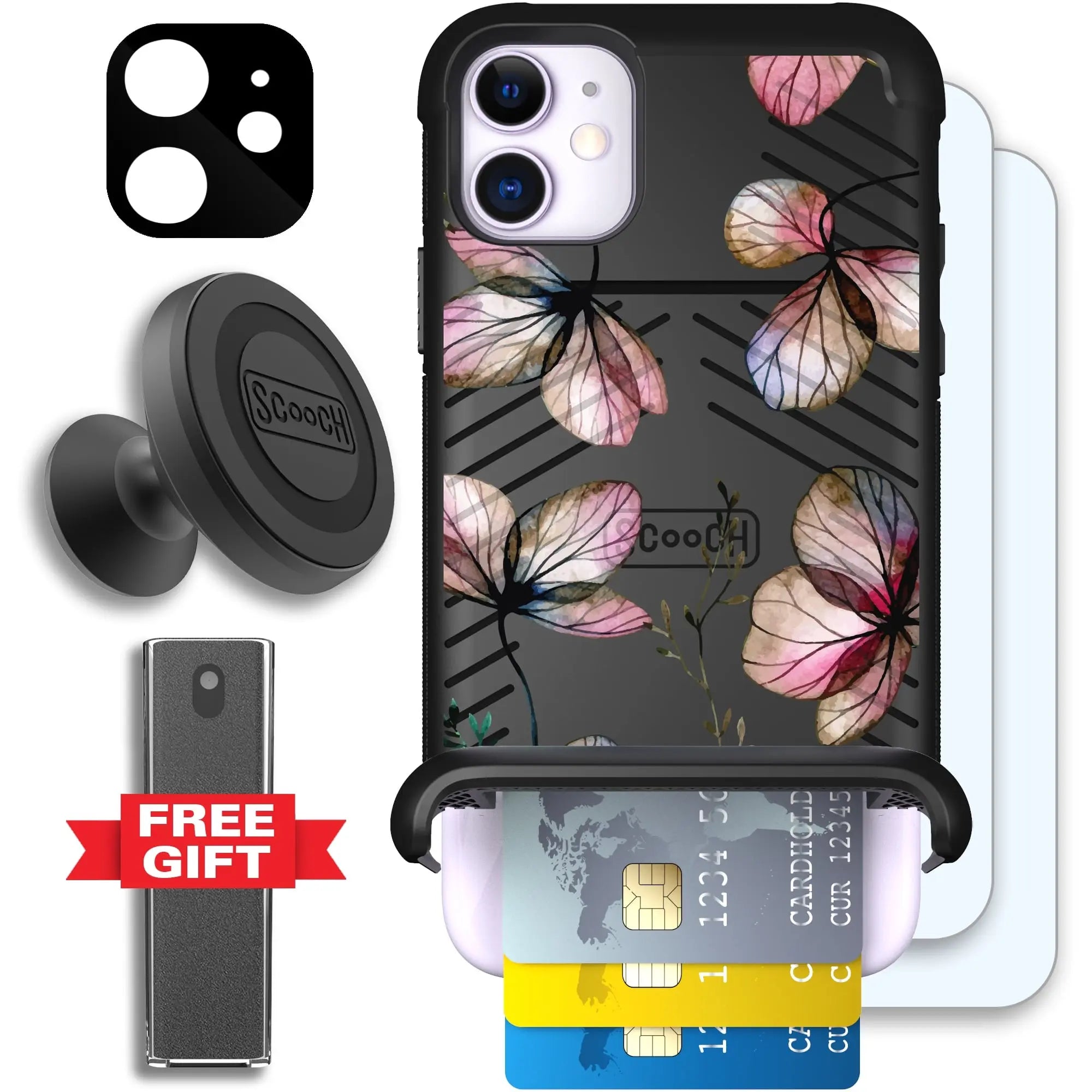 Scooch-Wingmate Defender Bundle for iPhone 11-Dried-Flowers