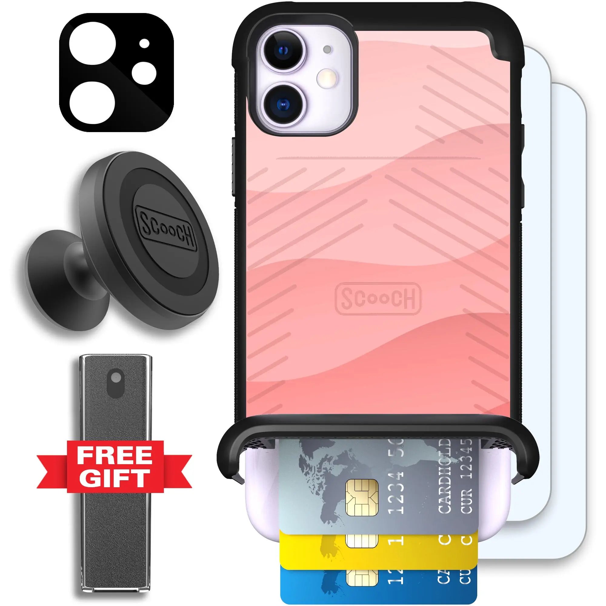 Scooch-Wingmate Defender Bundle for iPhone 11-Pink-Waves