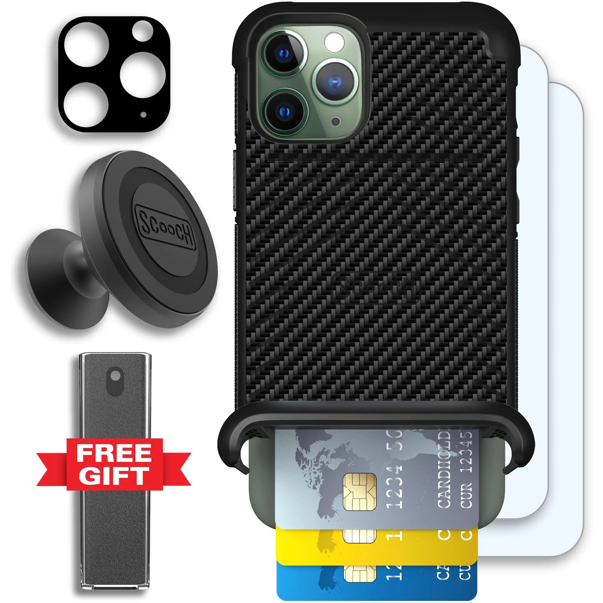 Scooch-Wingmate Defender Bundle for iPhone 11 Pro-Carbon-Fiber