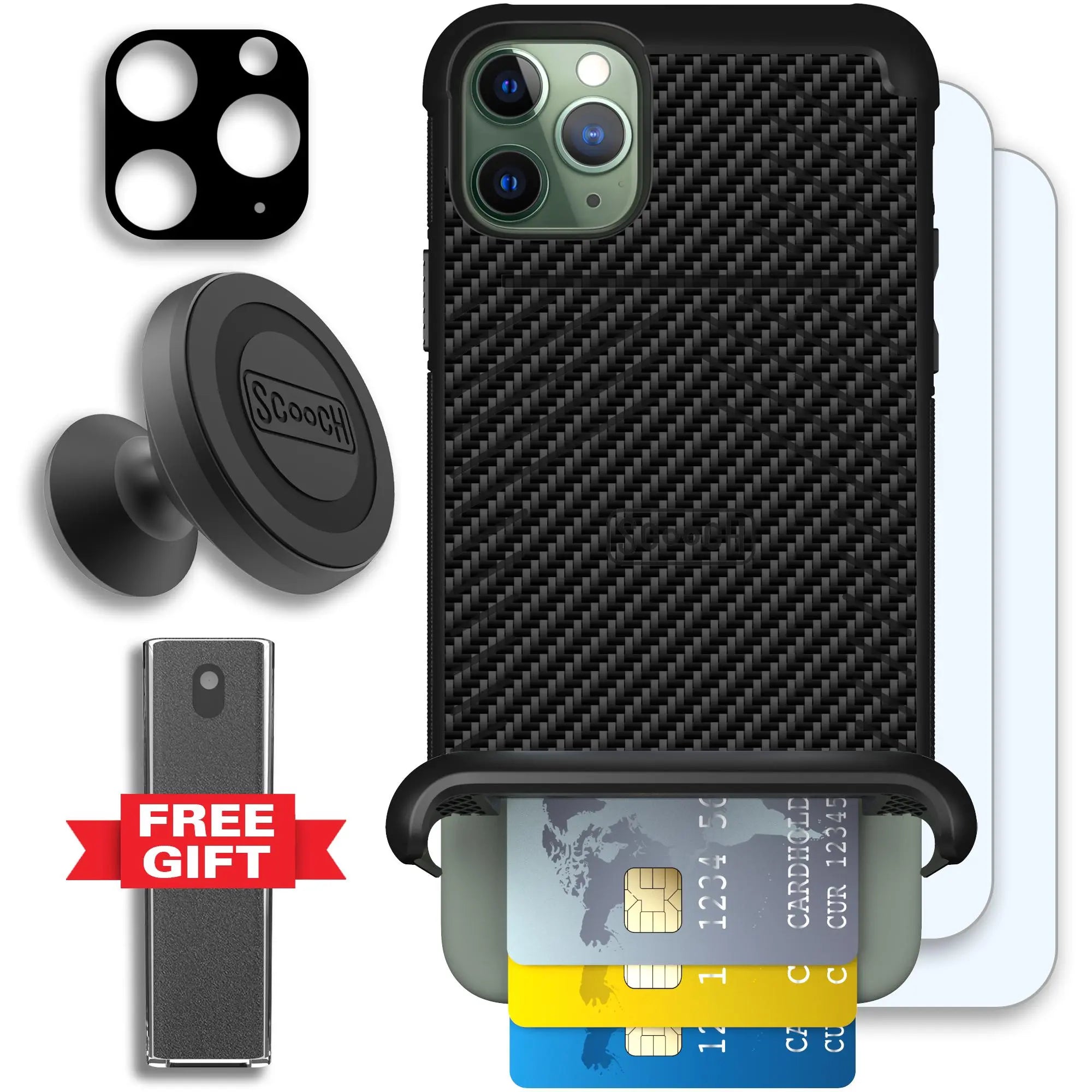 Scooch-Wingmate Defender Bundle for iPhone 11 Pro Max-Carbon-Fiber