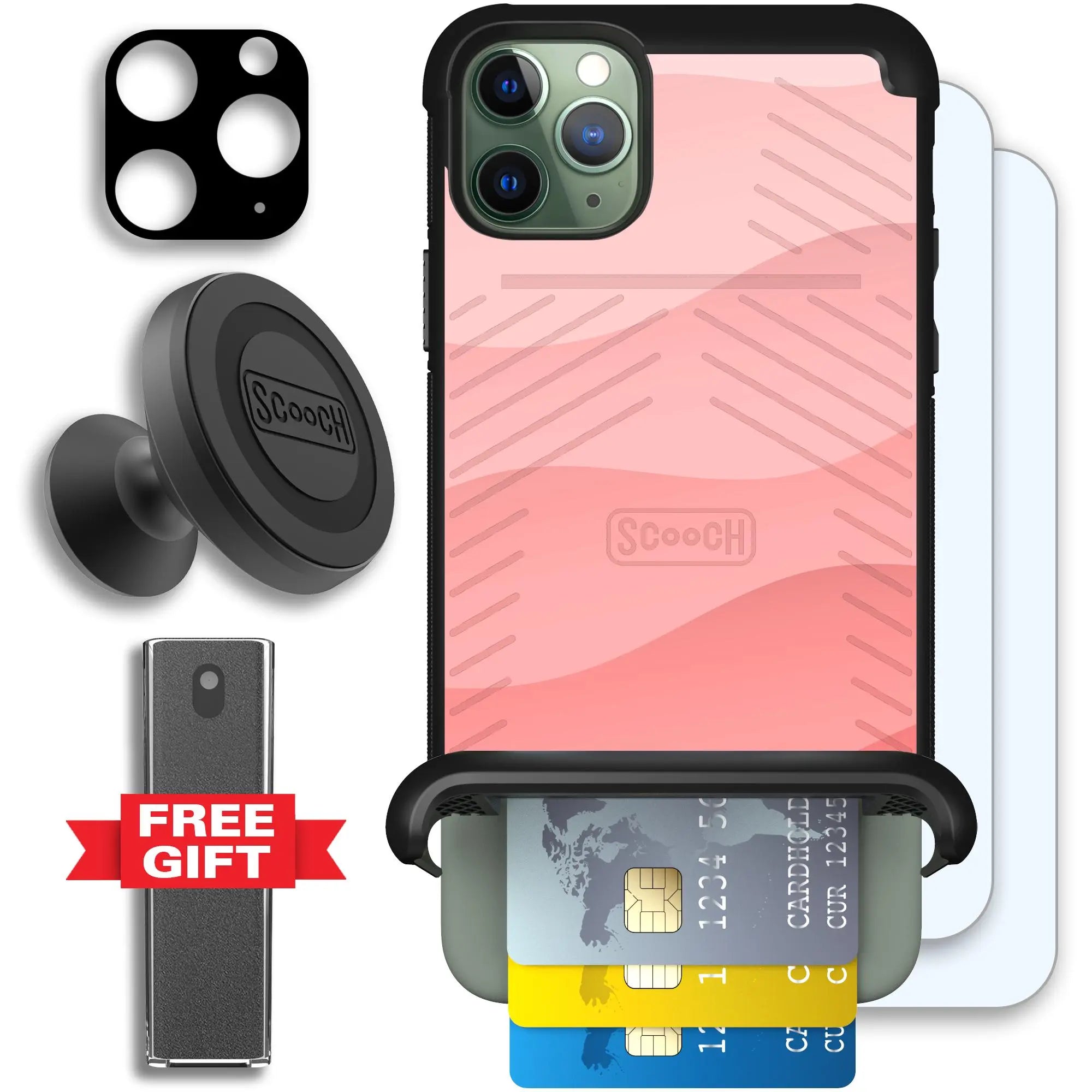 Scooch-Wingmate Defender Bundle for iPhone 11 Pro Max-Pink-Waves