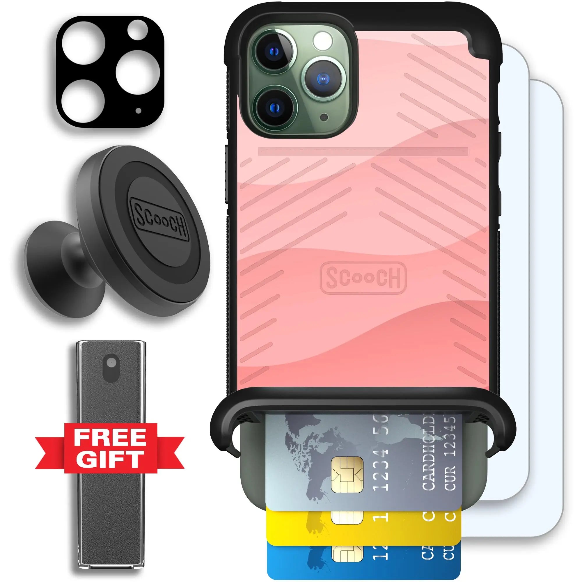 Scooch-Wingmate Defender Bundle for iPhone 11 Pro-Pink-Waves