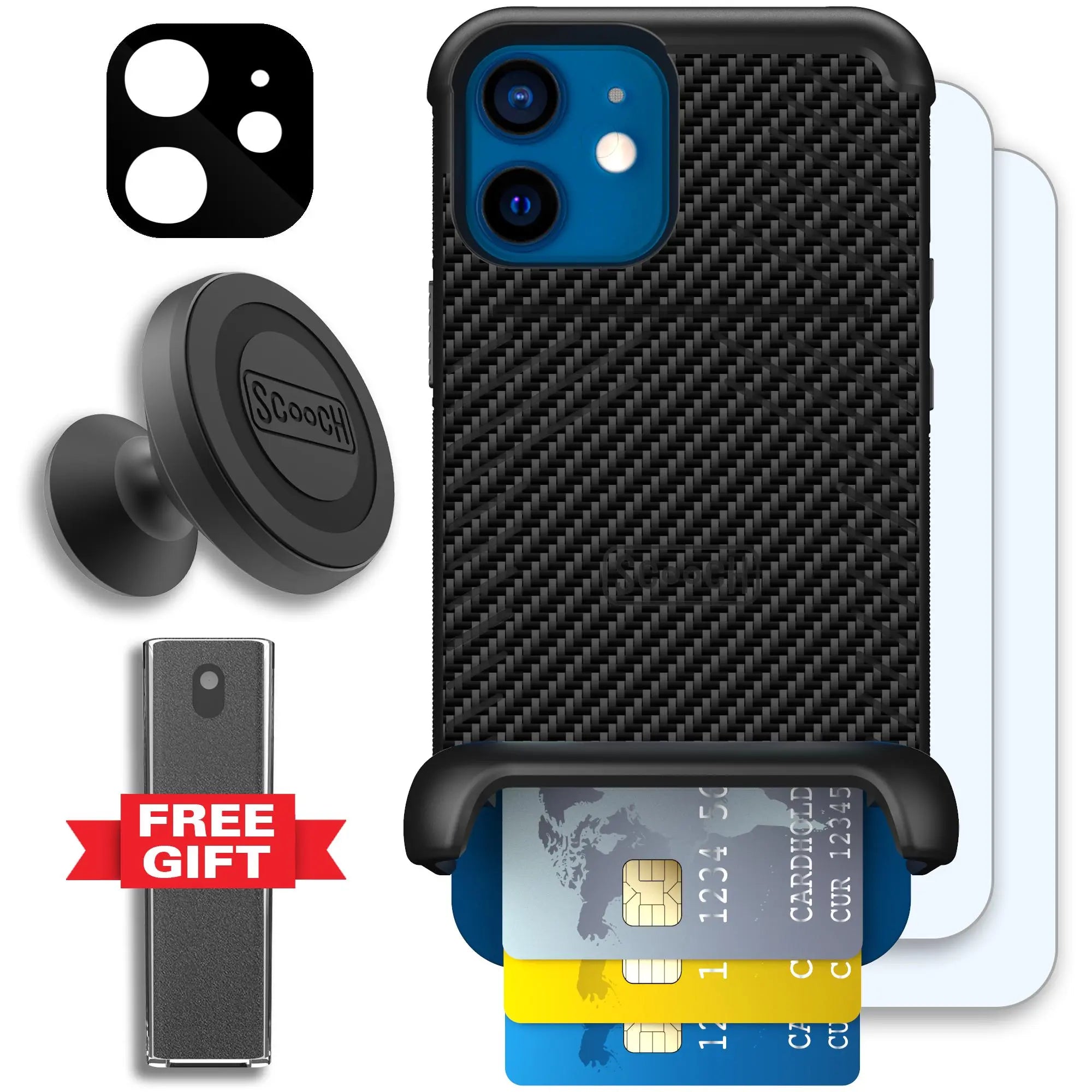 Scooch-Wingmate Defender Bundle for iPhone 12-Carbon-Fiber