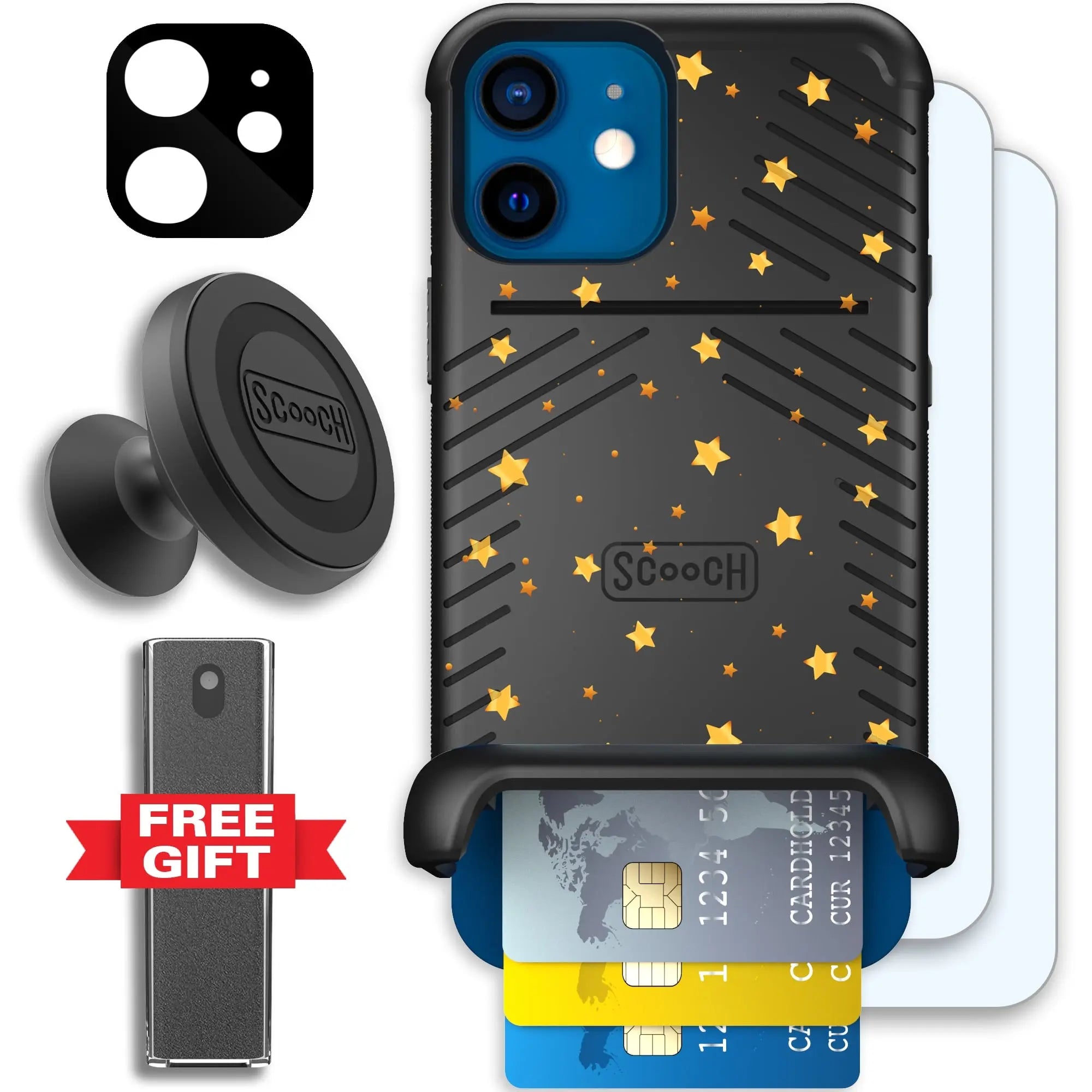 Scooch-Wingmate Defender Bundle for iPhone 12-Gold-Stars