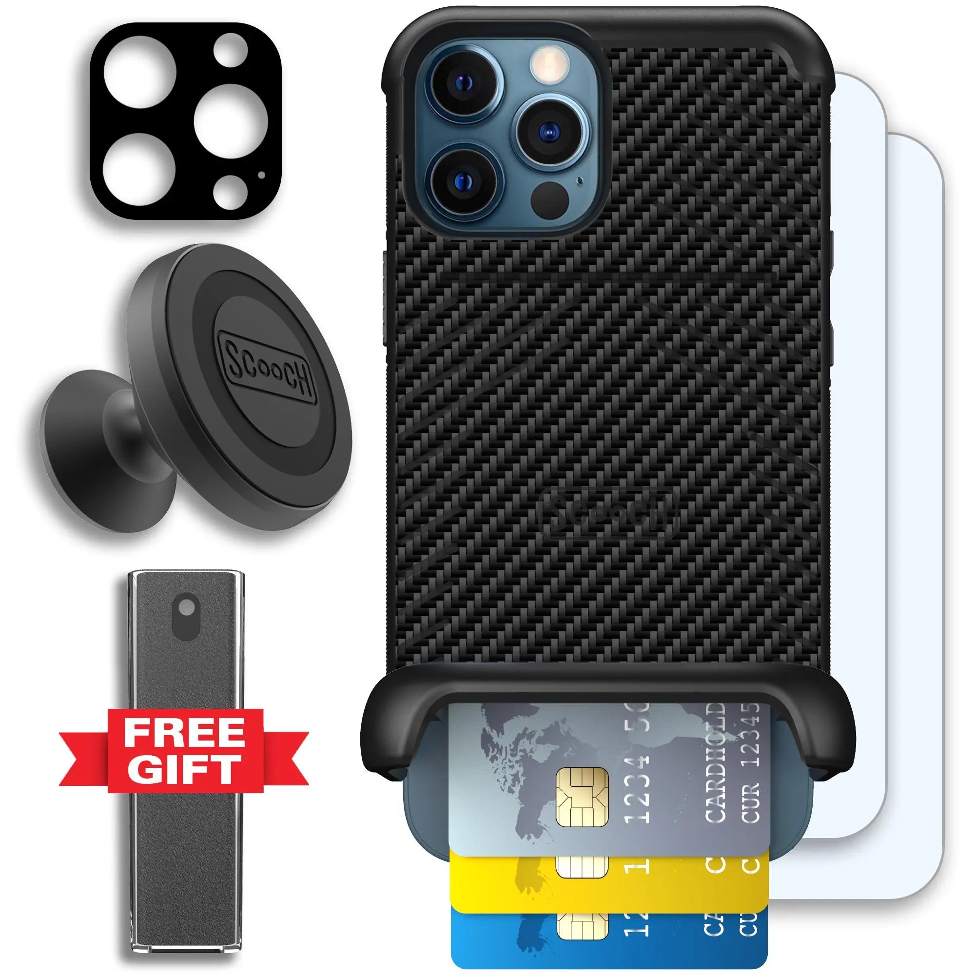 Scooch-Wingmate Defender Bundle for iPhone 12 Pro-Carbon-Fiber