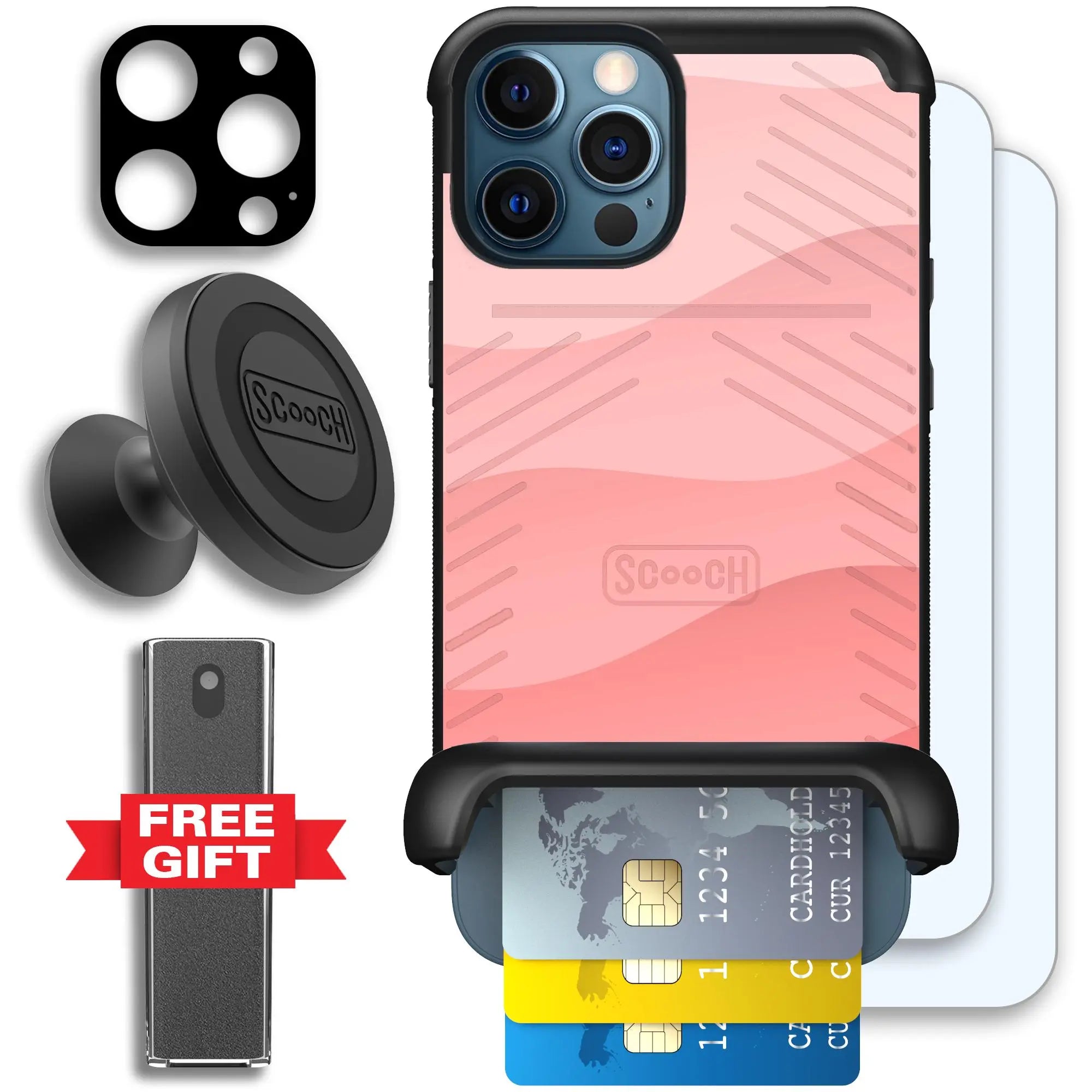 Scooch-Wingmate Defender Bundle for iPhone 12 Pro-Pink-Waves