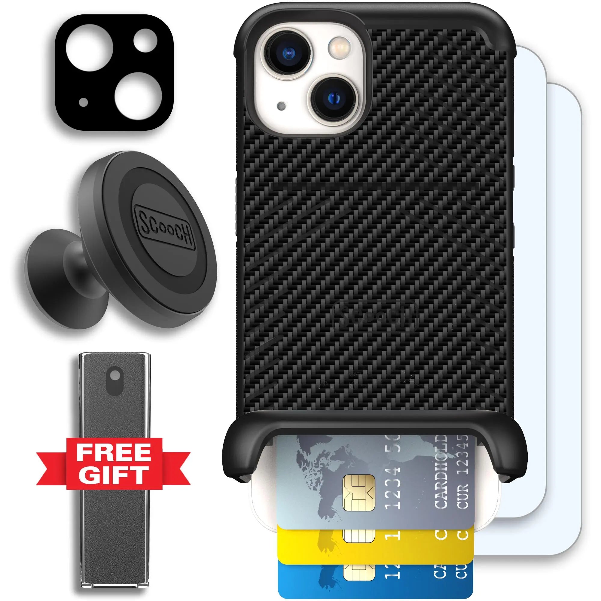 Scooch-Wingmate Defender Bundle for iPhone 13-Carbon-Fiber