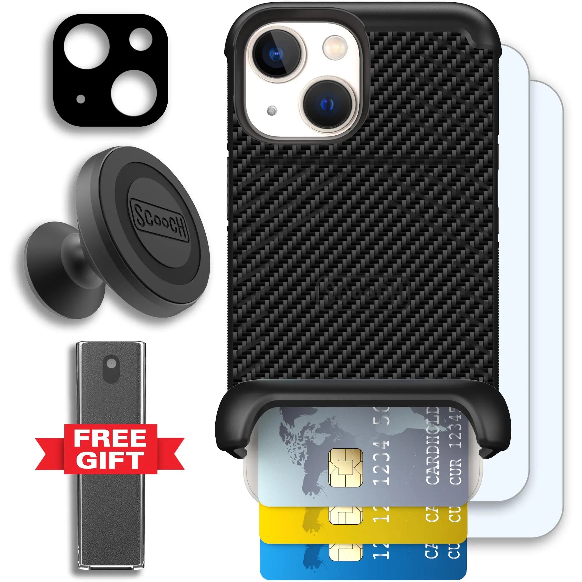 Scooch-Wingmate Defender Bundle for iPhone 13 Mini-Carbon-Fiber