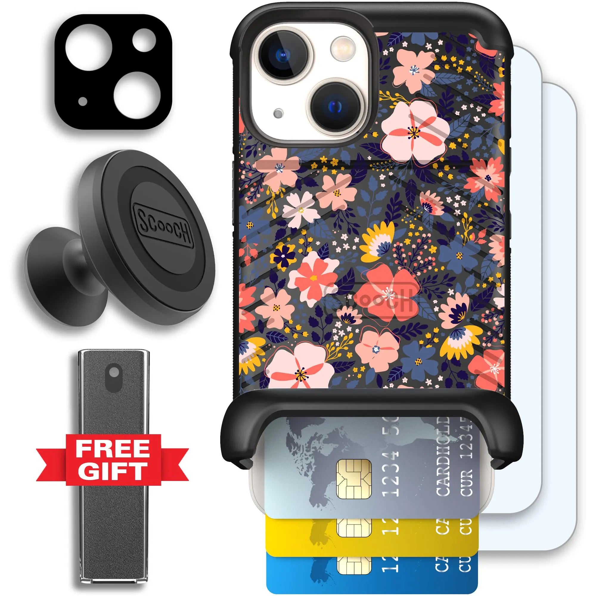 Scooch-Wingmate Defender Bundle for iPhone 13 Mini-Wildflowers