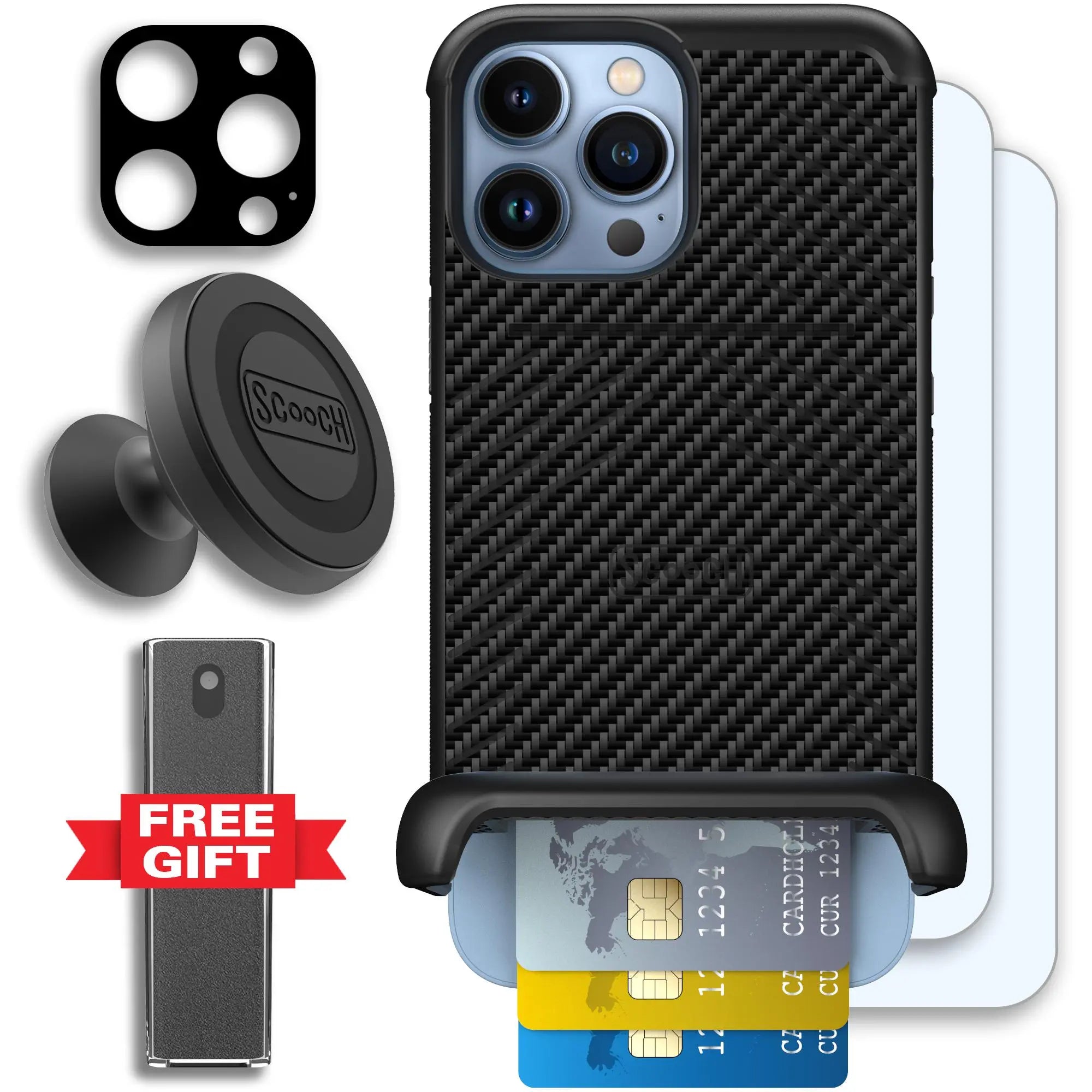 Scooch-Wingmate Defender Bundle for iPhone 13 Pro-Carbon-Fiber