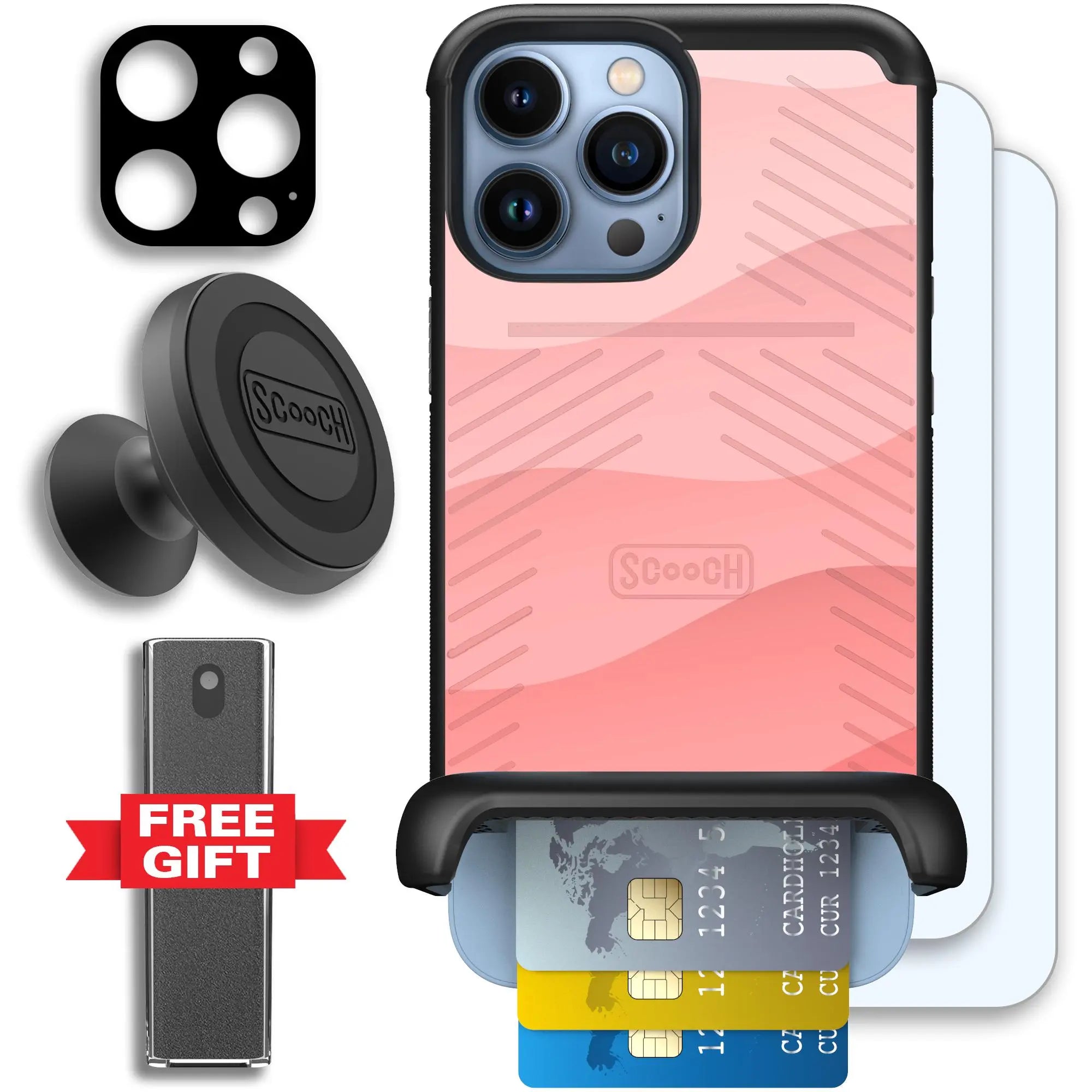 Scooch-Wingmate Defender Bundle for iPhone 13 Pro-Pink-Waves