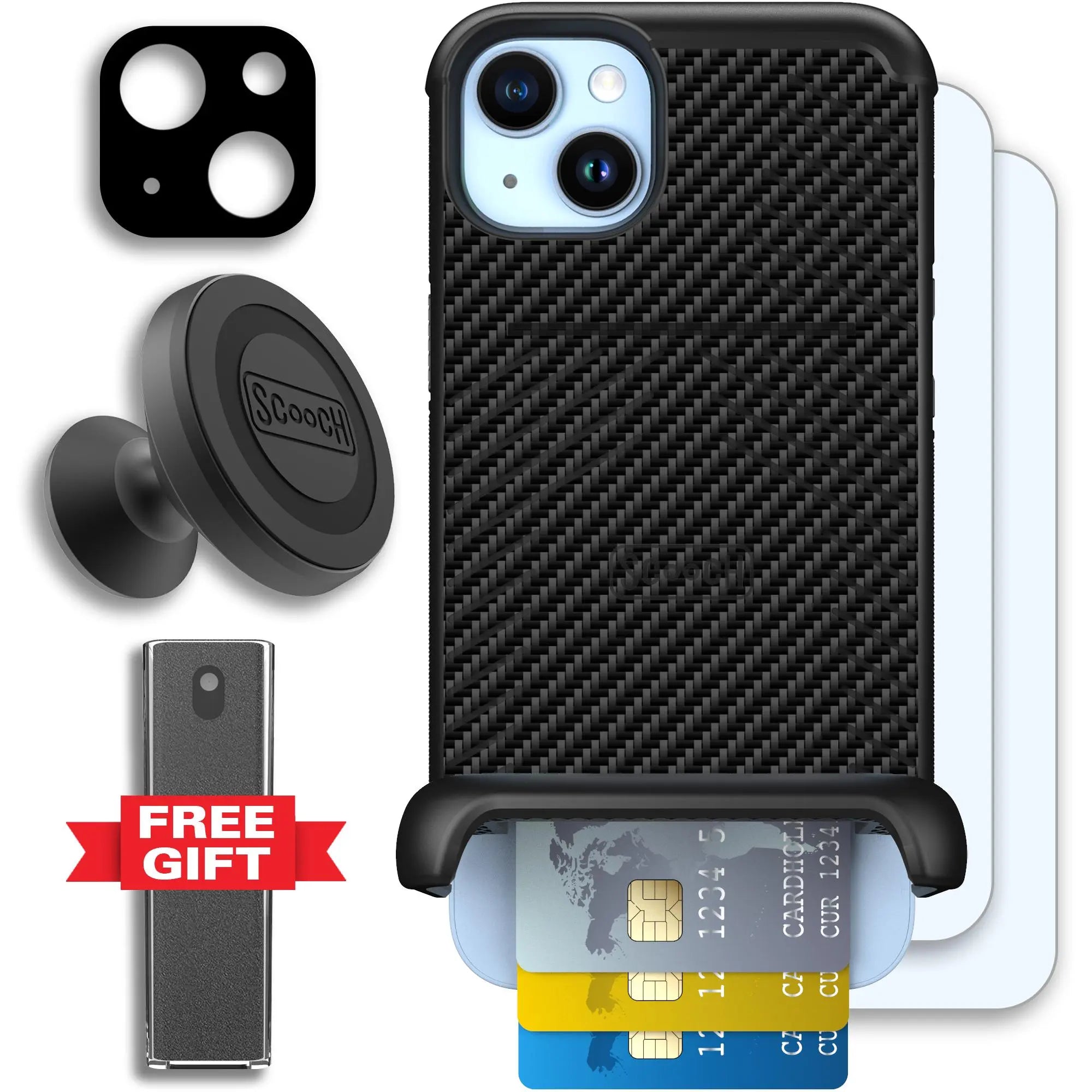 Scooch-Wingmate Defender Bundle for iPhone 14 Plus-Carbon-Fiber