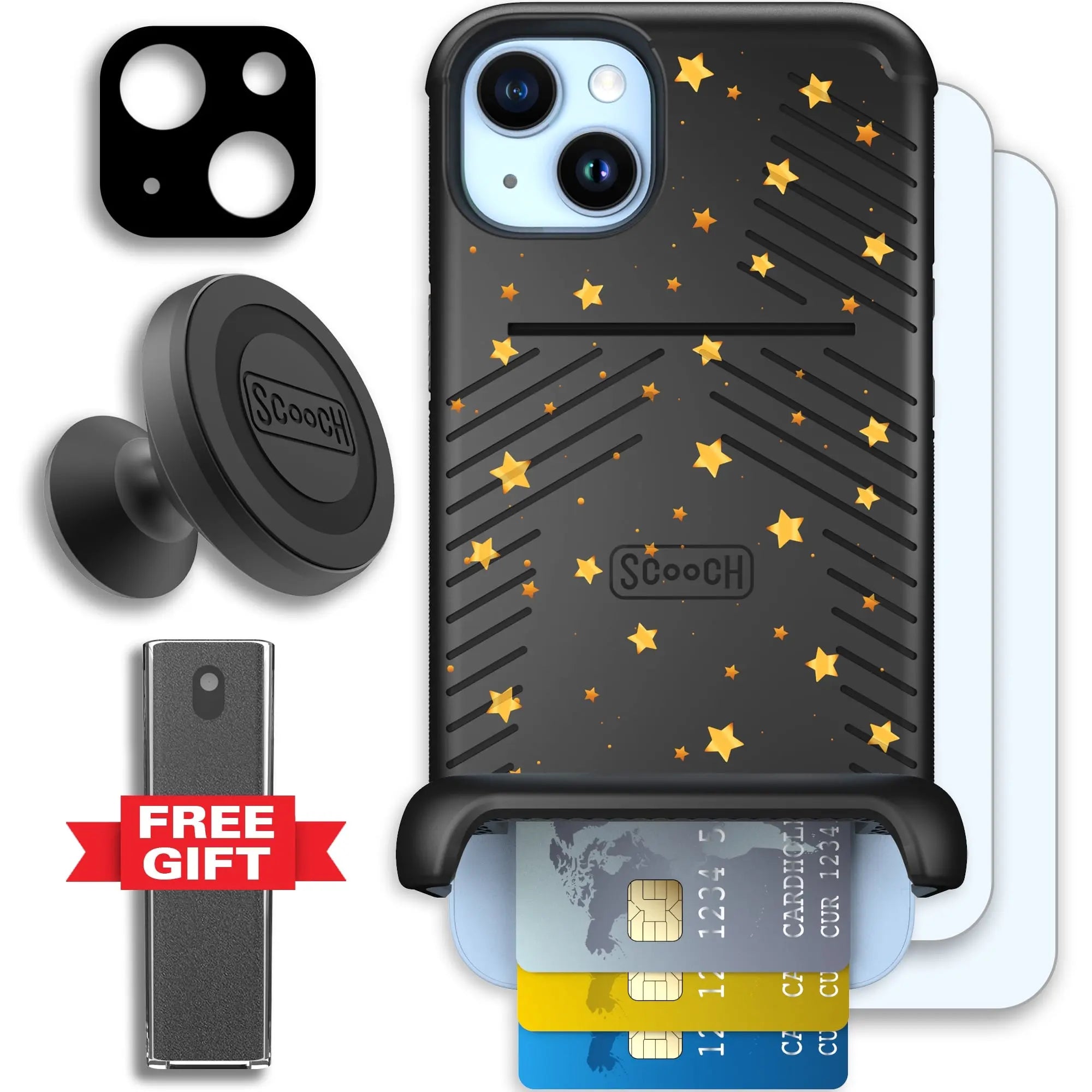 Scooch-Wingmate Defender Bundle for iPhone 14 Plus-Gold-Stars