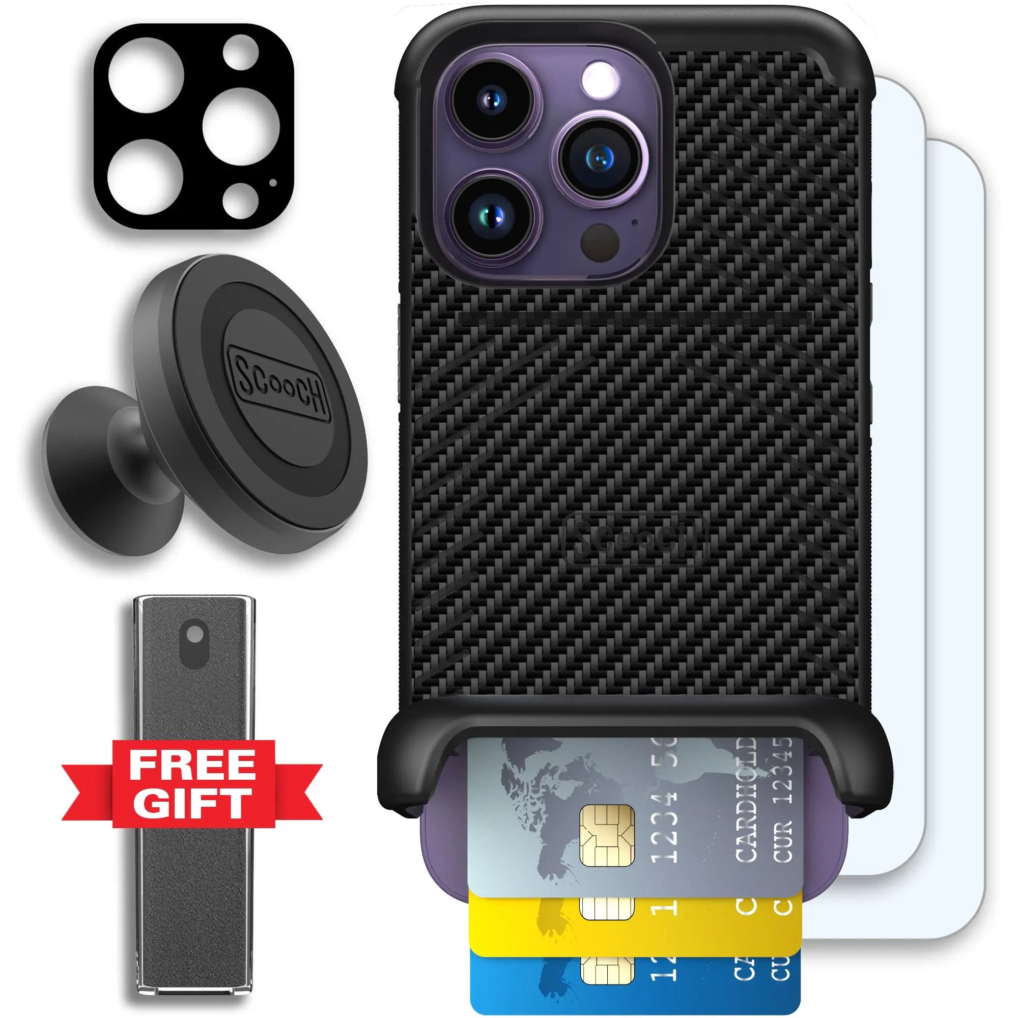 Scooch-Wingmate Defender Bundle for iPhone 14 Pro-Carbon-Fiber