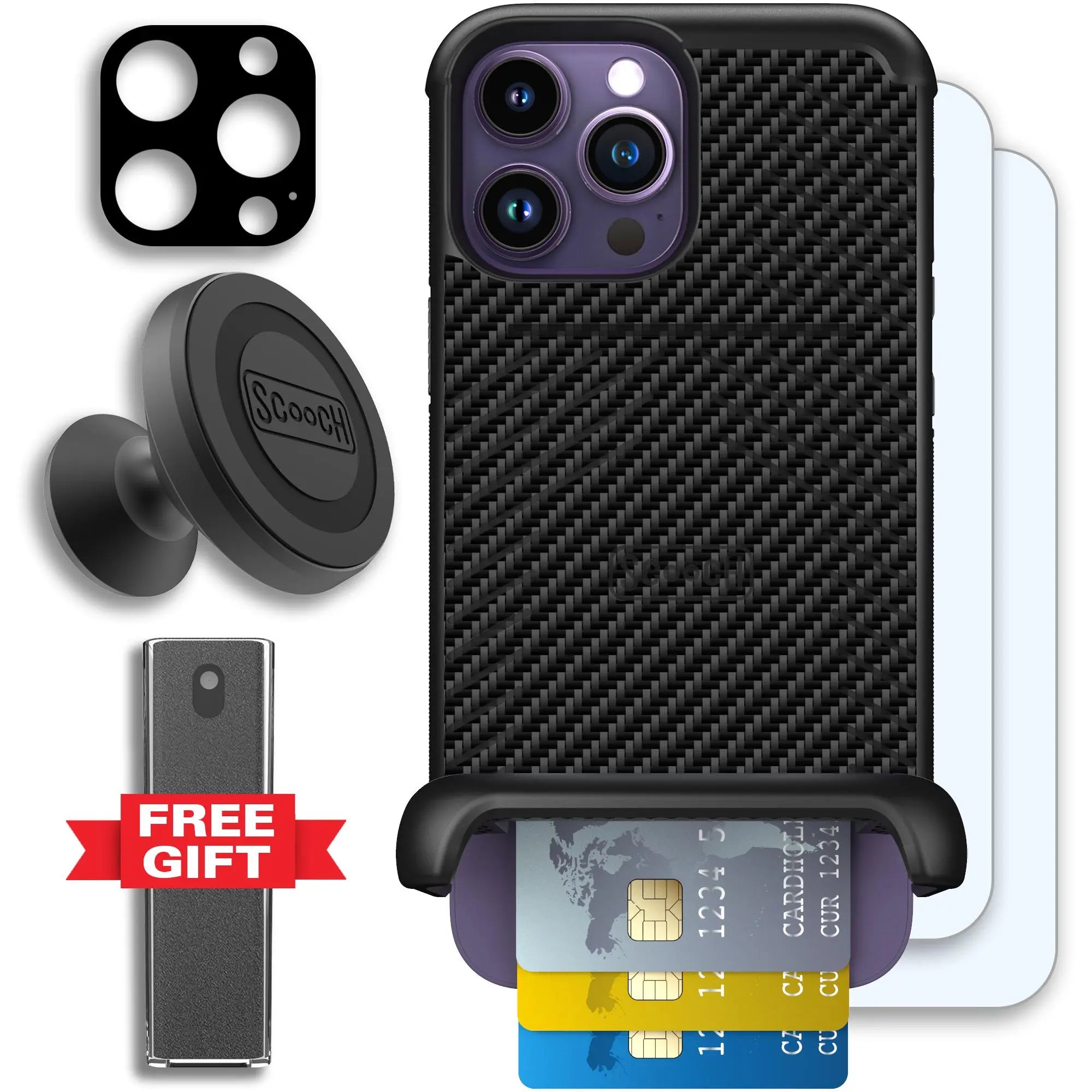 Scooch-Wingmate Defender Bundle for iPhone 14 Pro Max-Carbon-Fiber