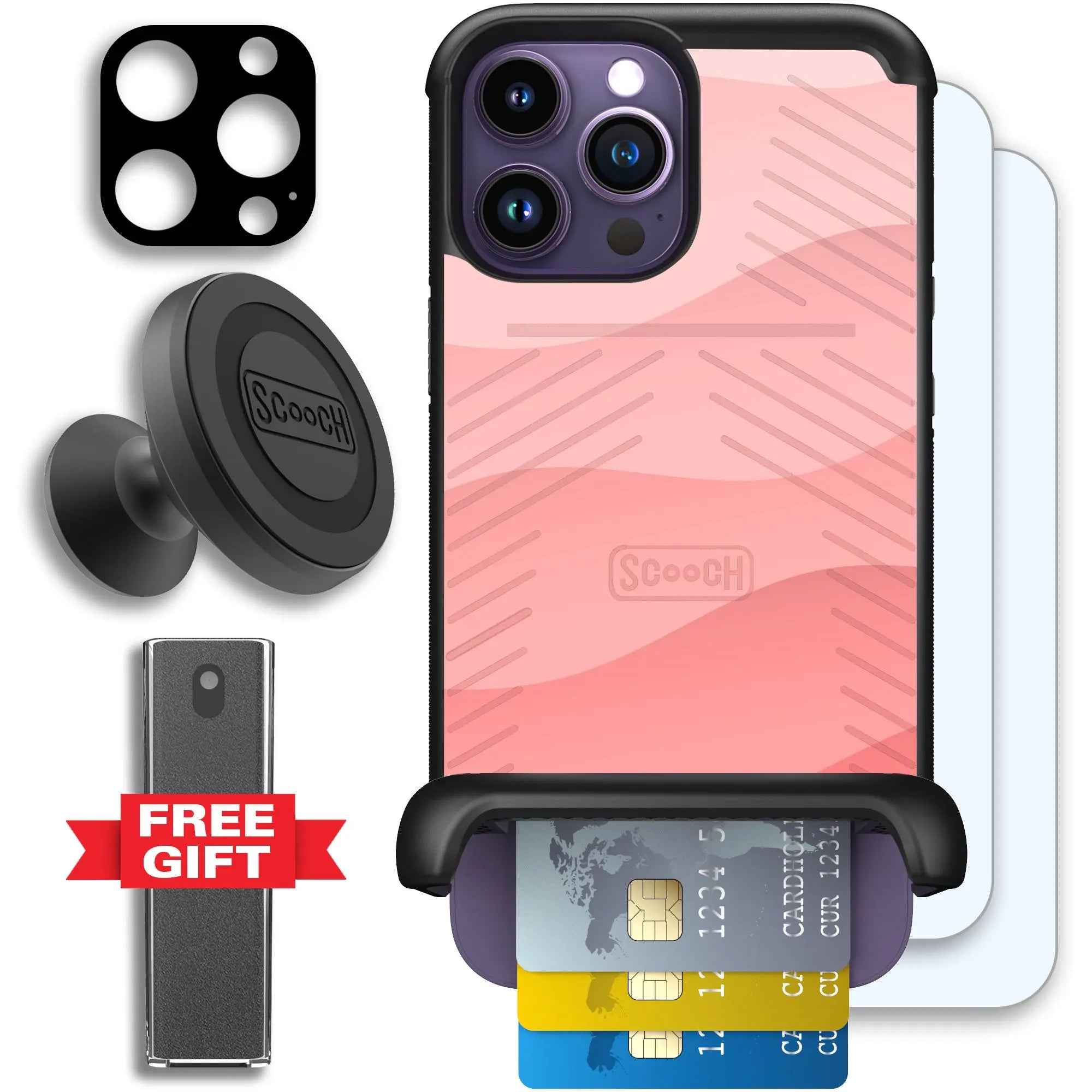 Scooch-Wingmate Defender Bundle for iPhone 14 Pro Max-Pink-Waves