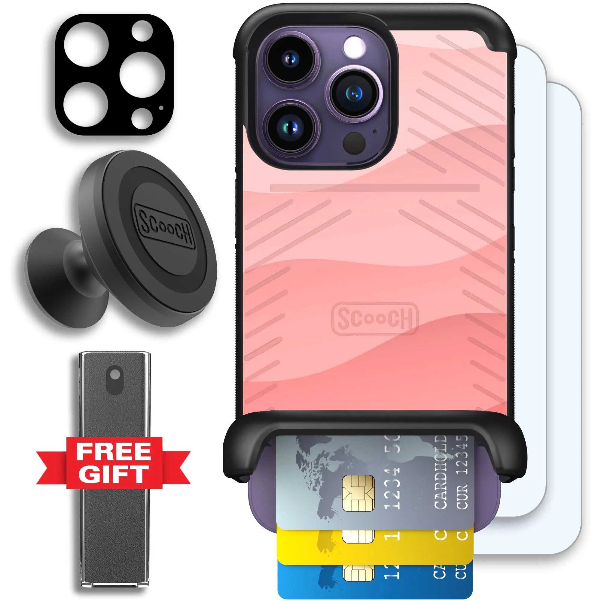 Scooch-Wingmate Defender Bundle for iPhone 14 Pro-Pink-Waves