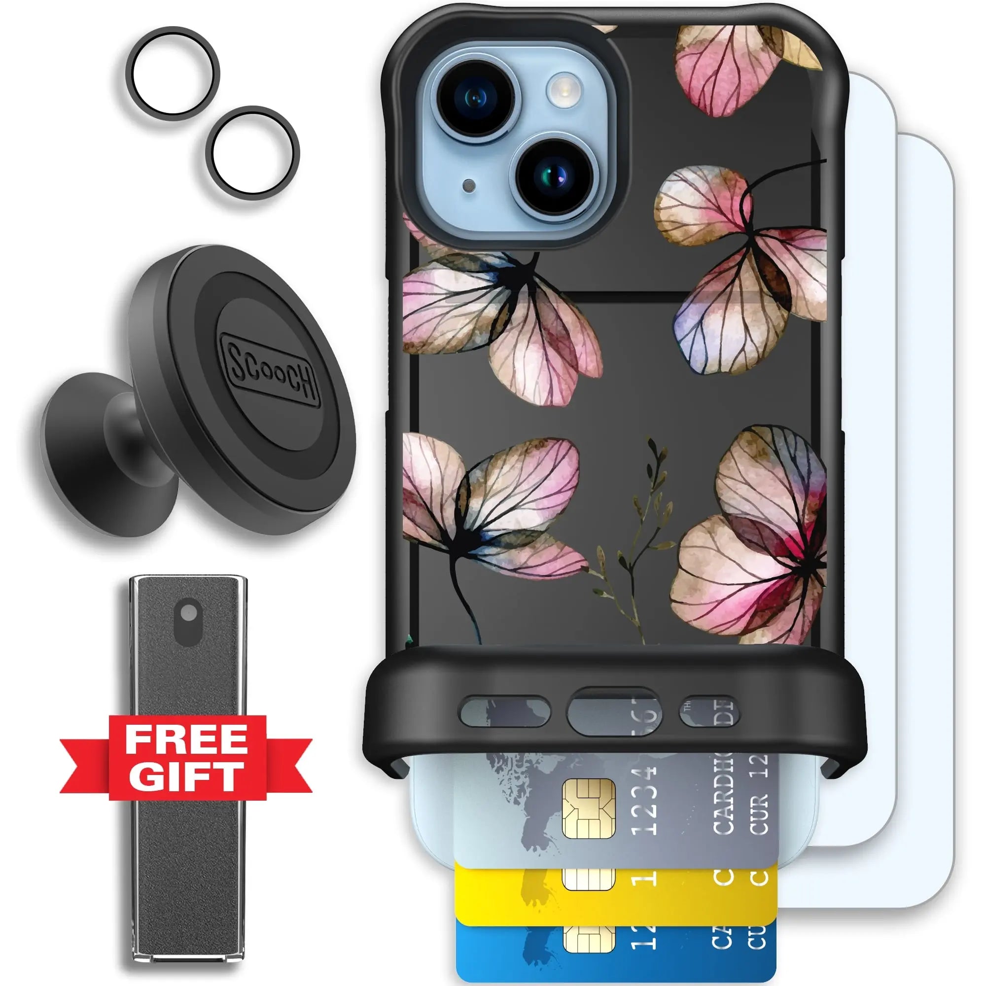 Scooch-Wingmate Defender Bundle for iPhone 15-Dried-Flowers