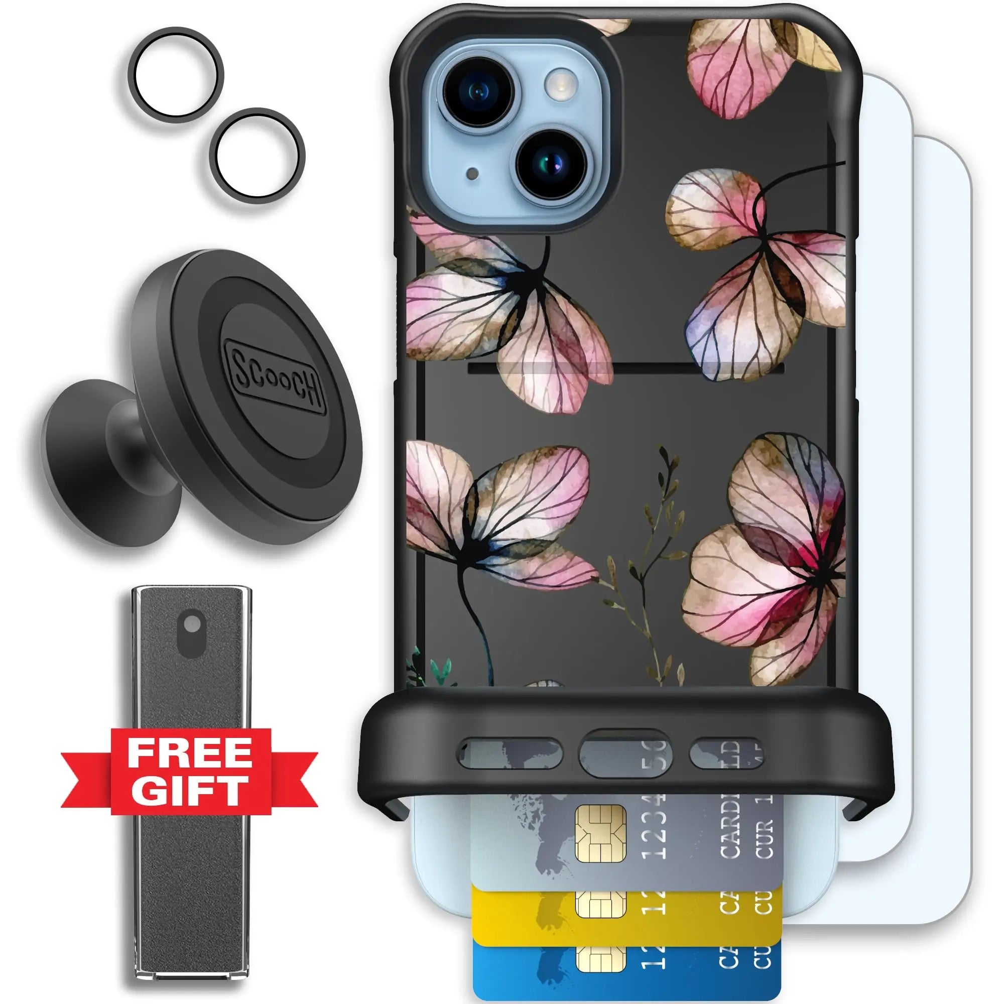 Scooch-Wingmate Defender Bundle for iPhone 15 Plus-Dried-Flowers