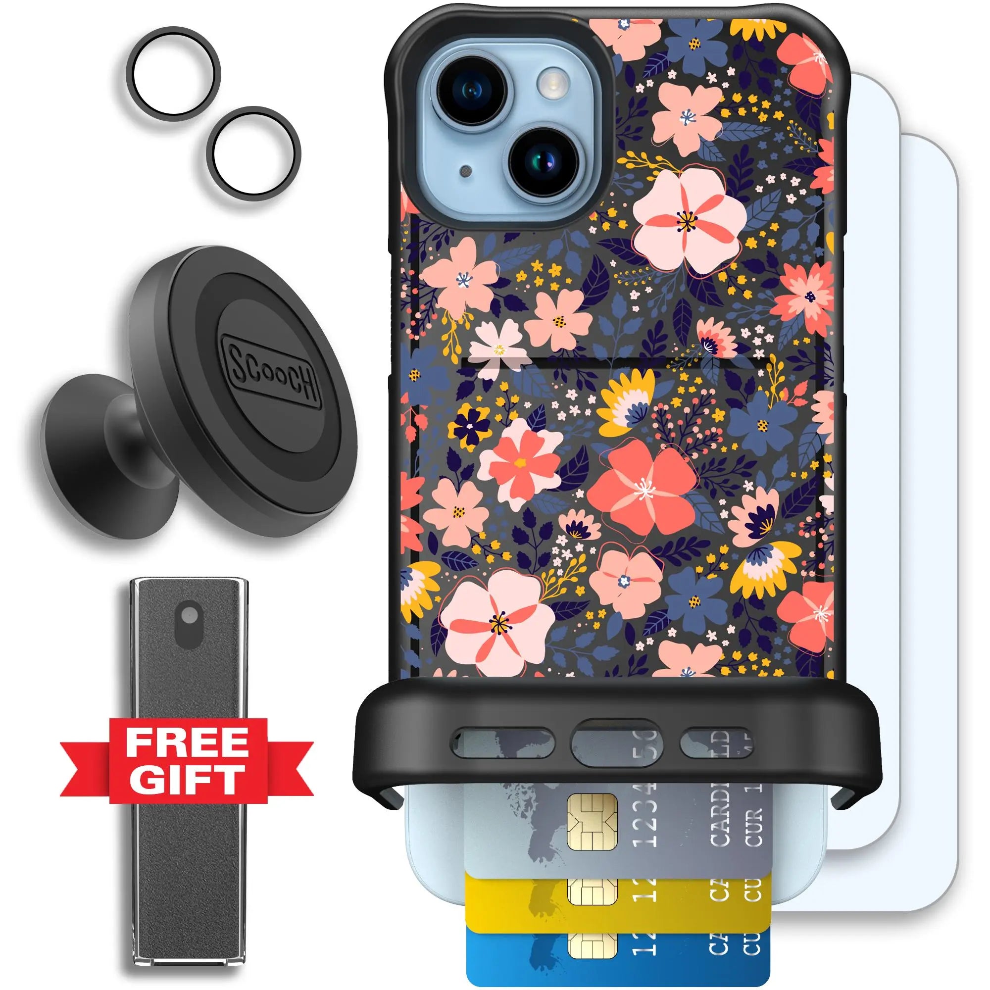 Scooch-Wingmate Defender Bundle for iPhone 15 Plus-Wildflowers