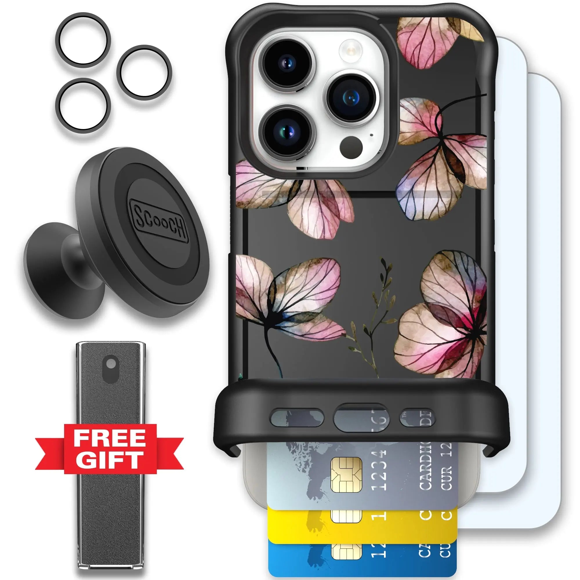 Scooch-Wingmate Defender Bundle for iPhone 15 Pro-Dried-Flowers