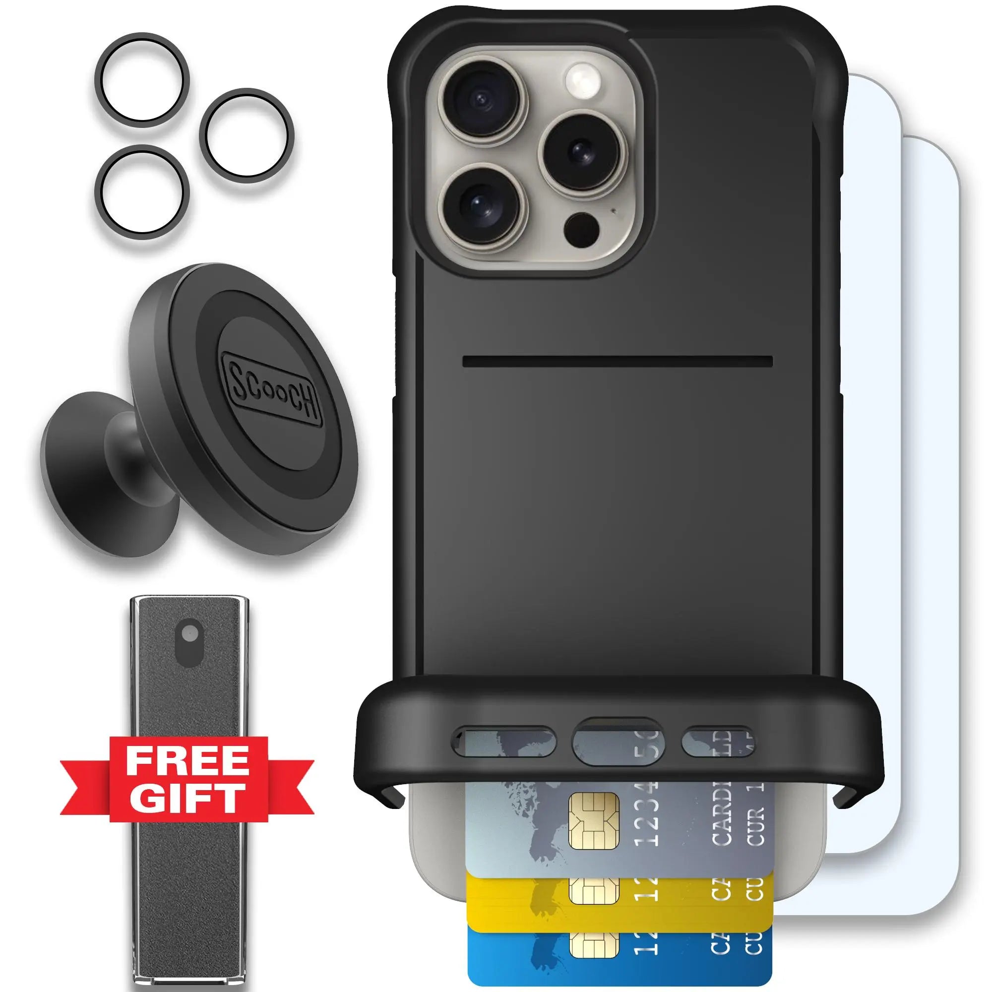 Scooch-Wingmate Defender Bundle for iPhone 15 Pro Max-Black