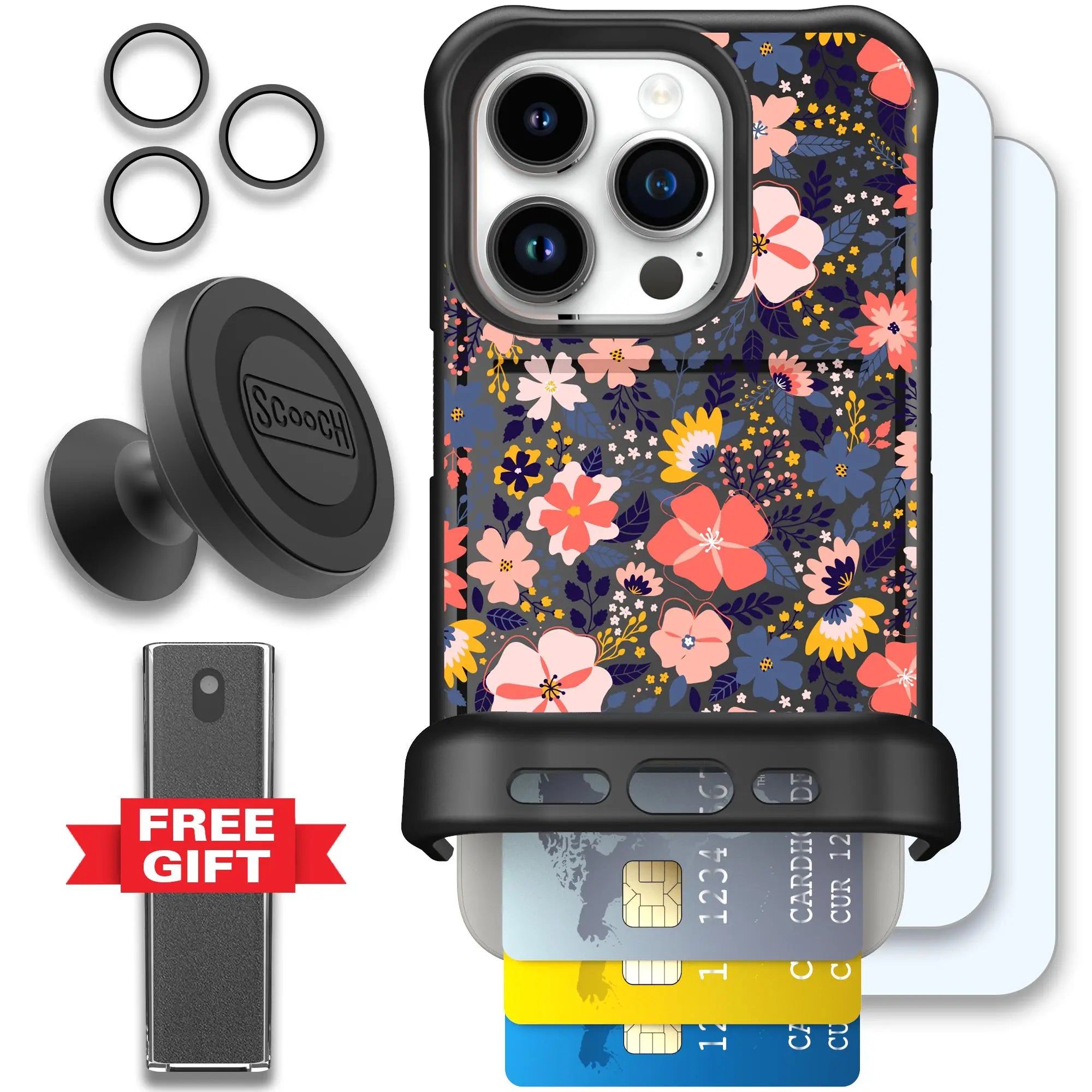 Scooch-Wingmate Defender Bundle for iPhone 15 Pro-Wildflowers