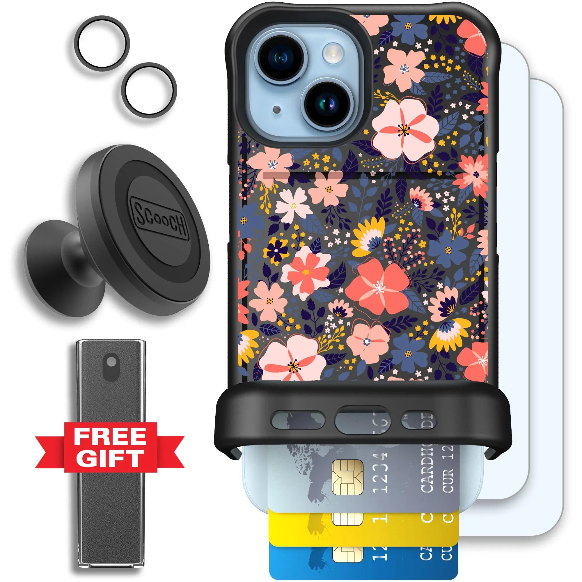 Scooch-Wingmate Defender Bundle for iPhone 15-Wildflowers