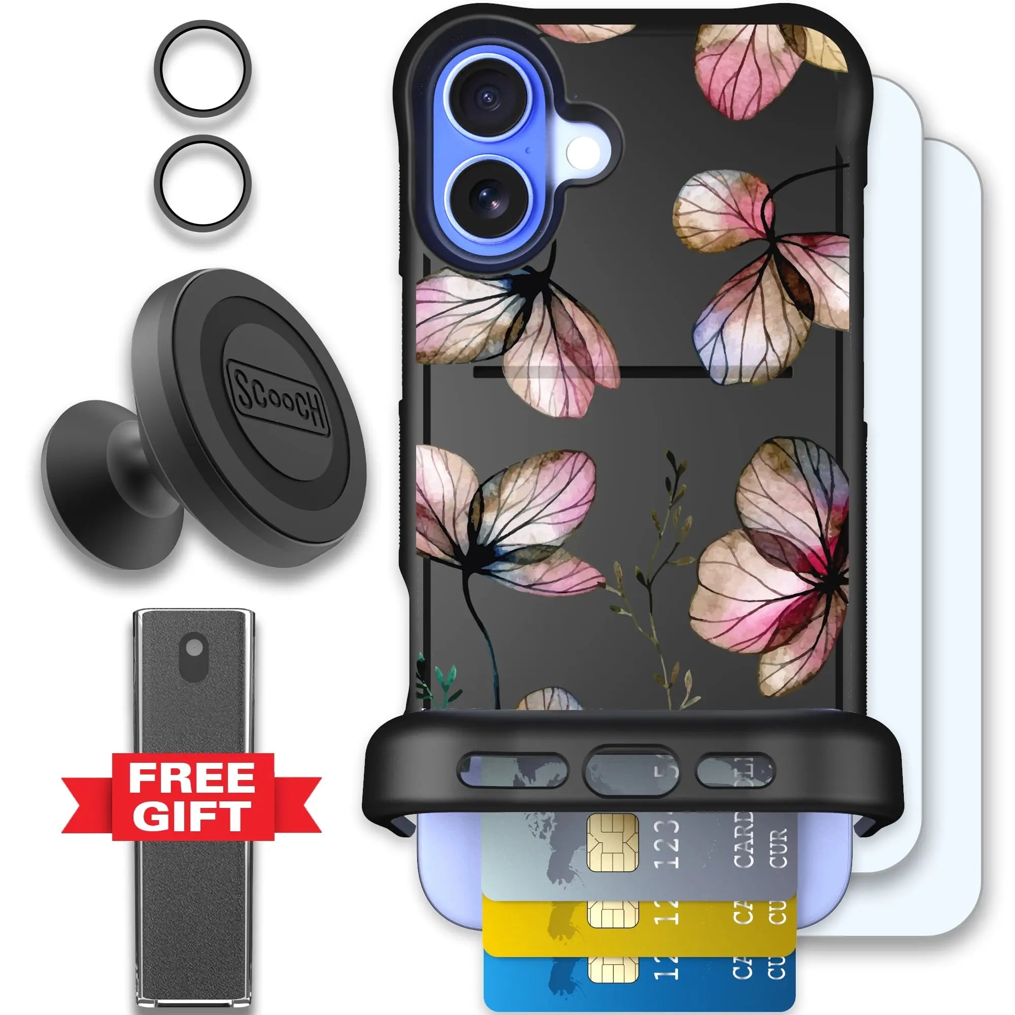 Scooch-Wingmate Defender Bundle for iPhone 16 Plus-Dried-Flowers