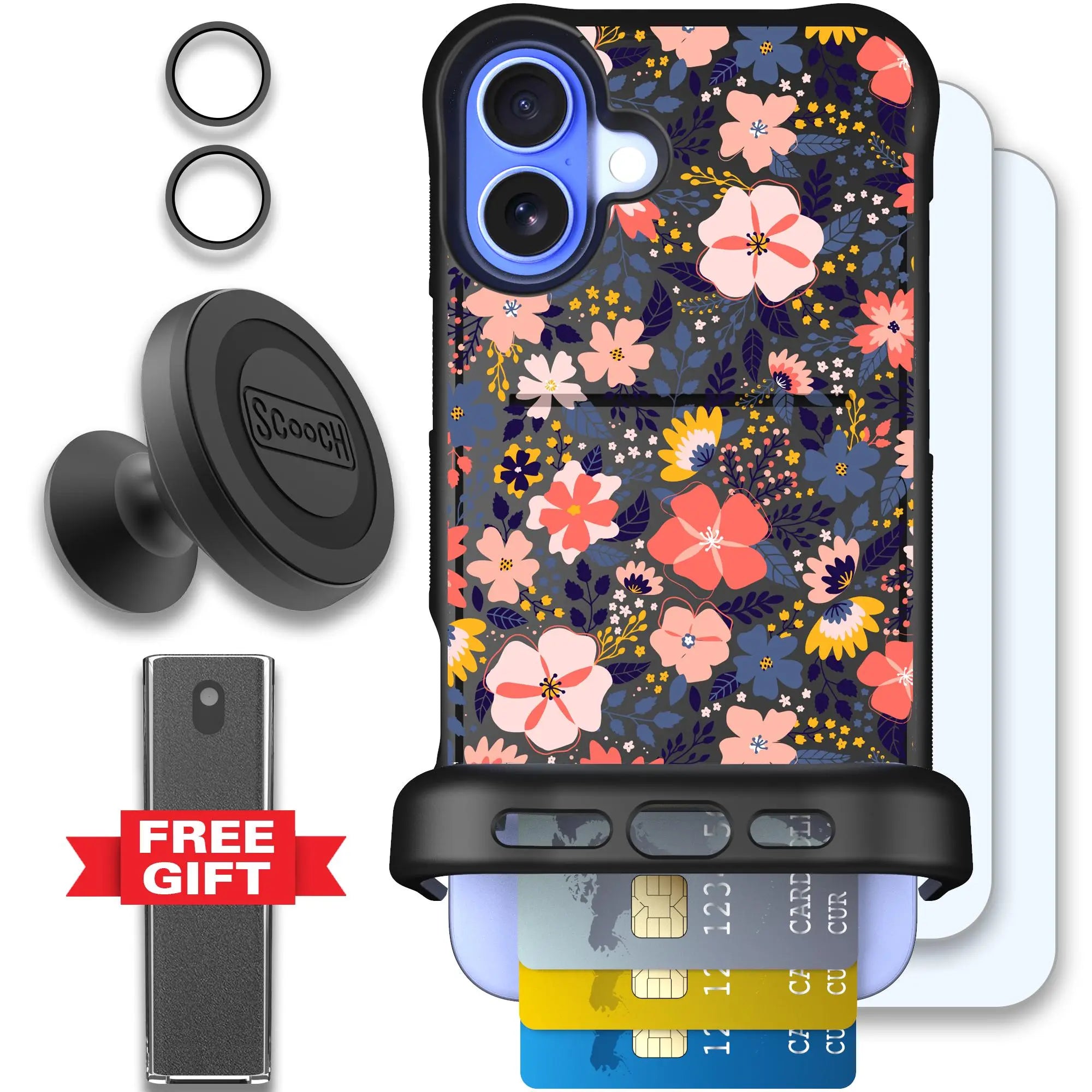 Scooch-Wingmate Defender Bundle for iPhone 16 Plus-Wildflowers