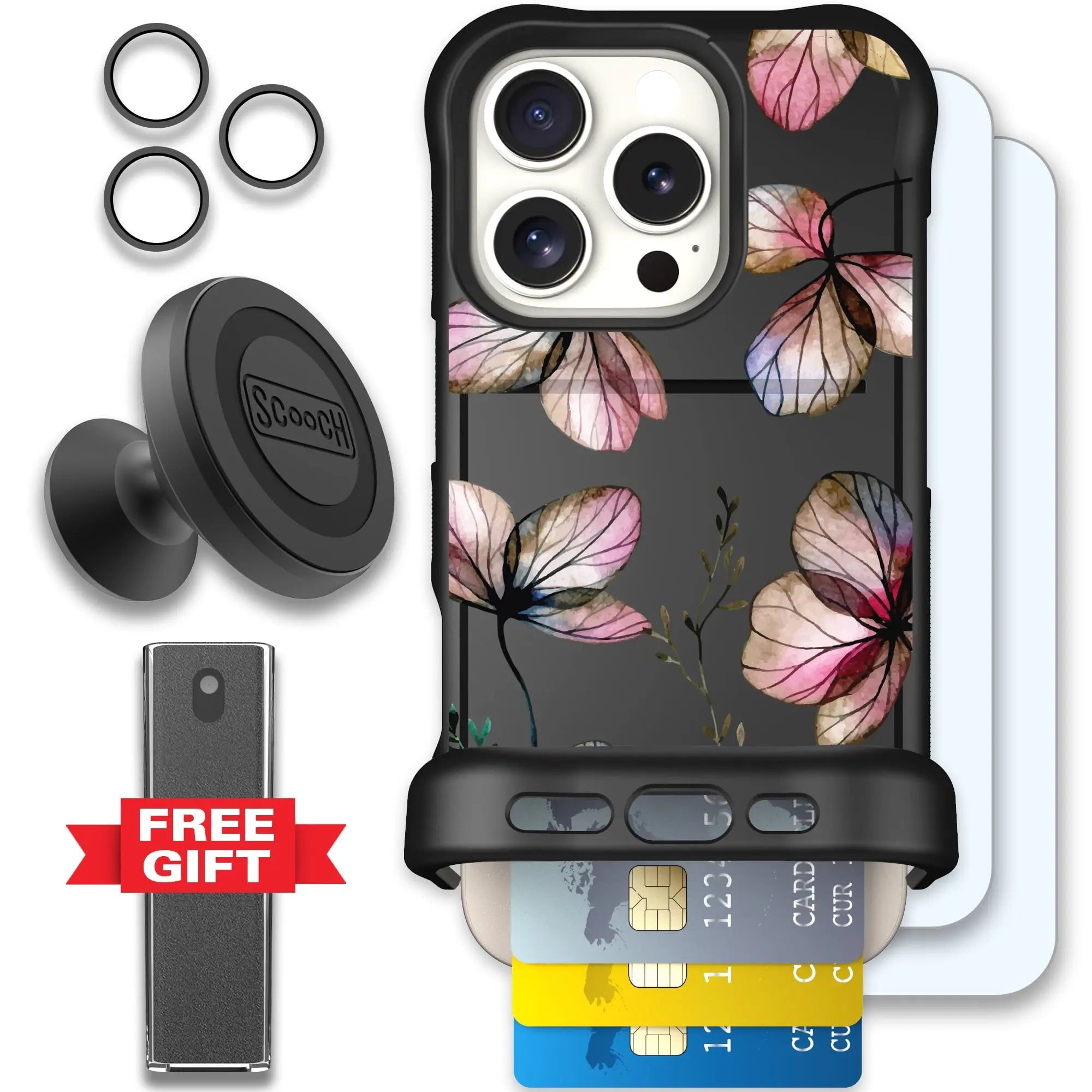 Scooch-Wingmate Defender Bundle for iPhone 16 Pro-Dried-Flowers