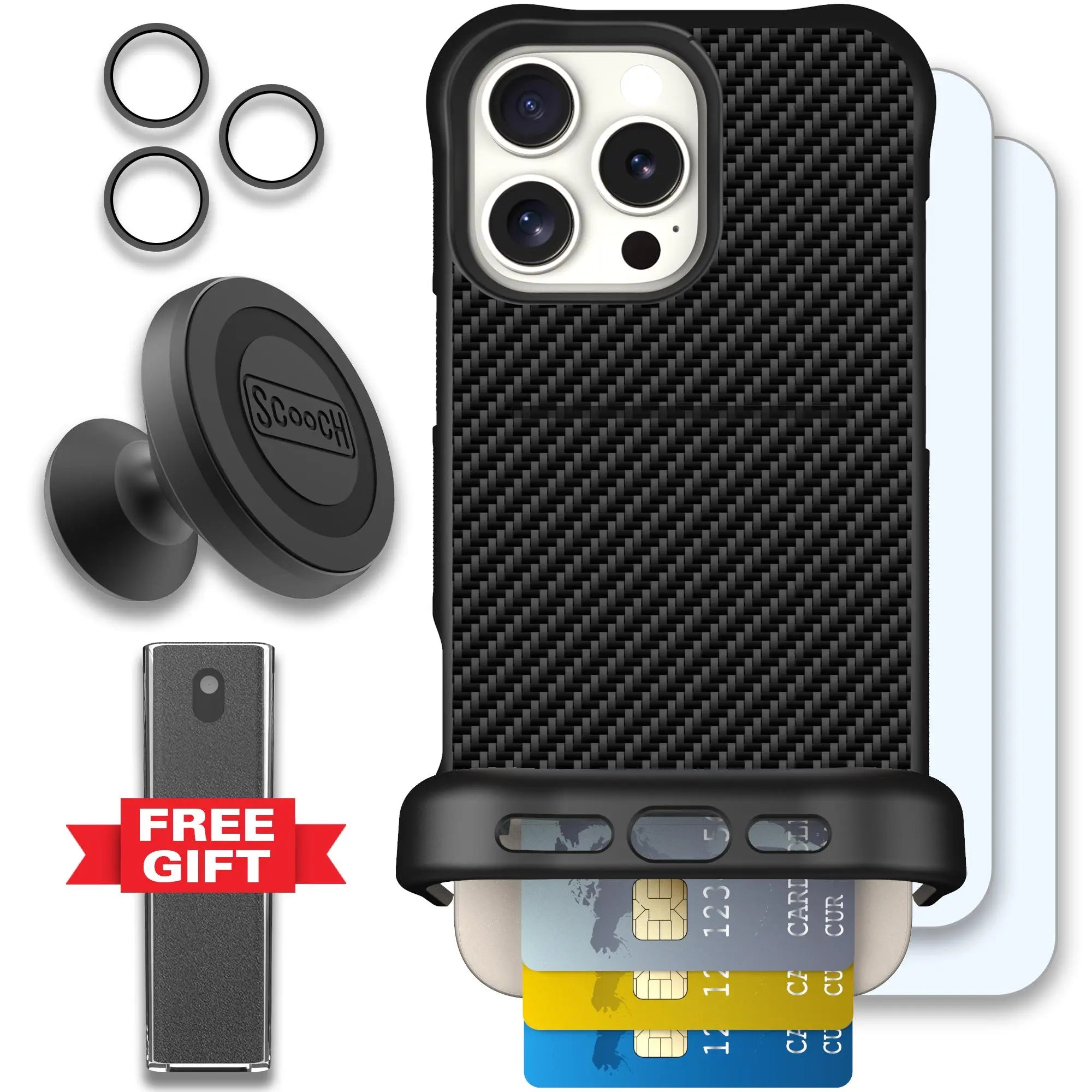 Scooch-Wingmate Defender Bundle for iPhone 16 Pro Max-Carbon-Fiber