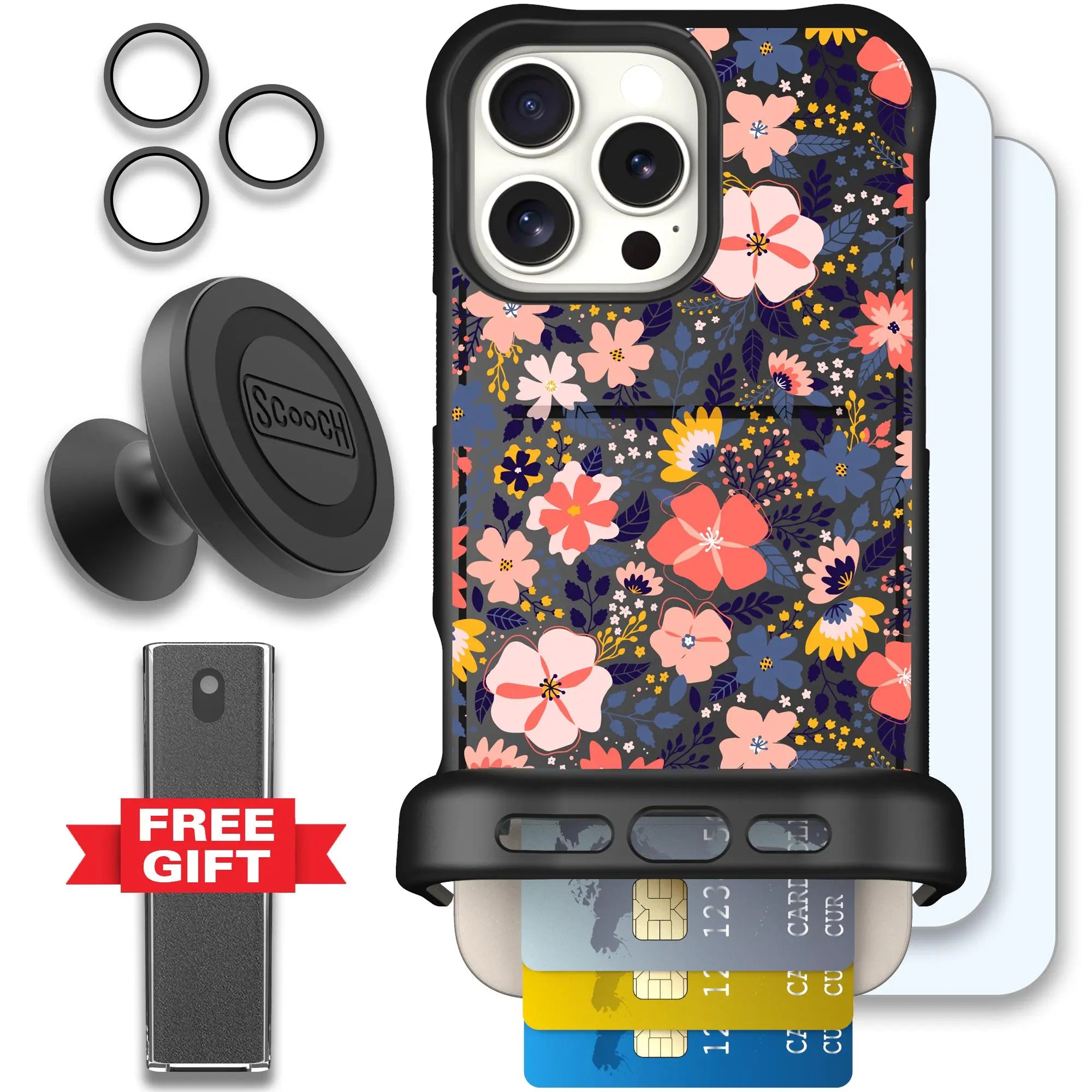 Scooch-Wingmate Defender Bundle for iPhone 16 Pro Max-Wildflowers