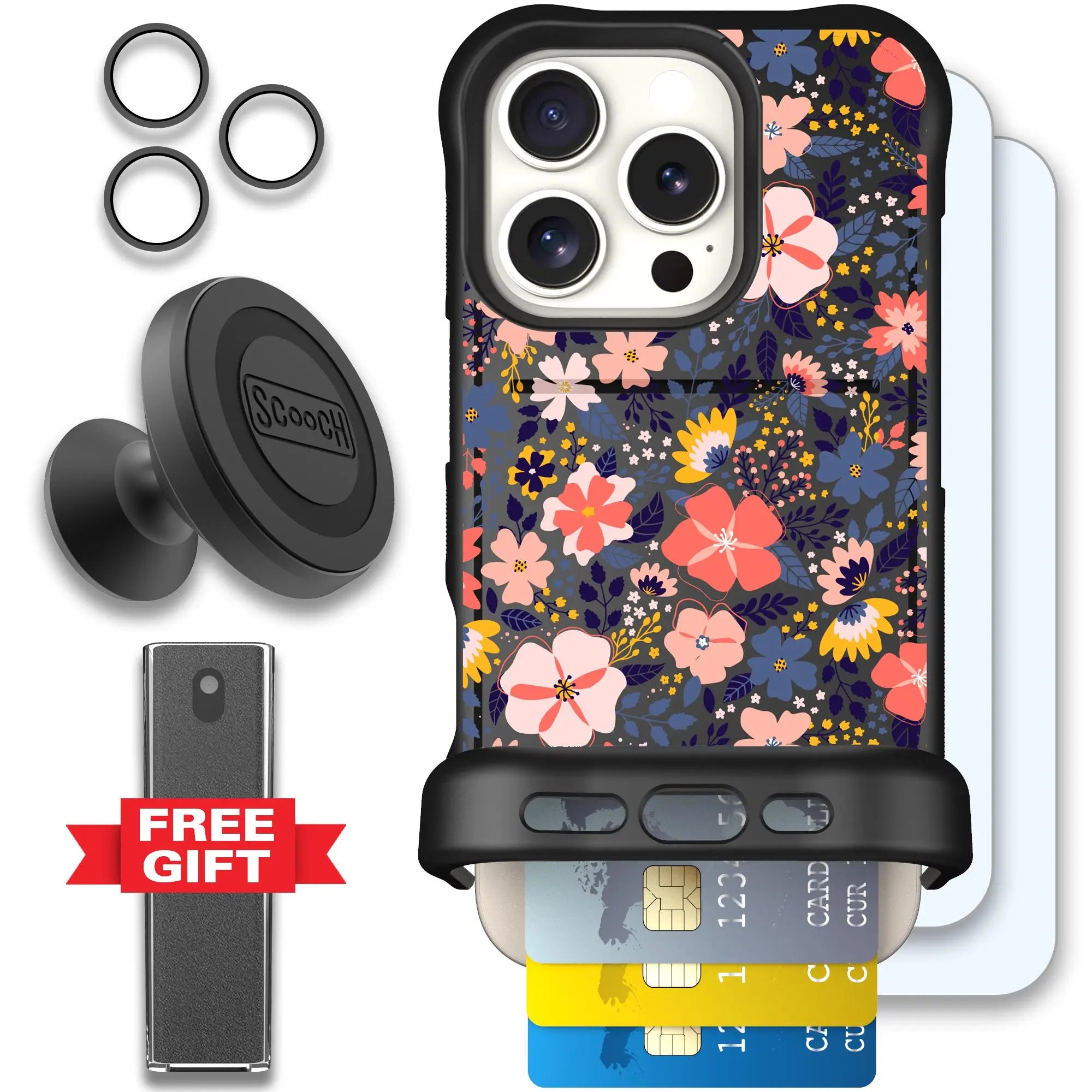 Scooch-Wingmate Defender Bundle for iPhone 16 Pro-Wildflowers