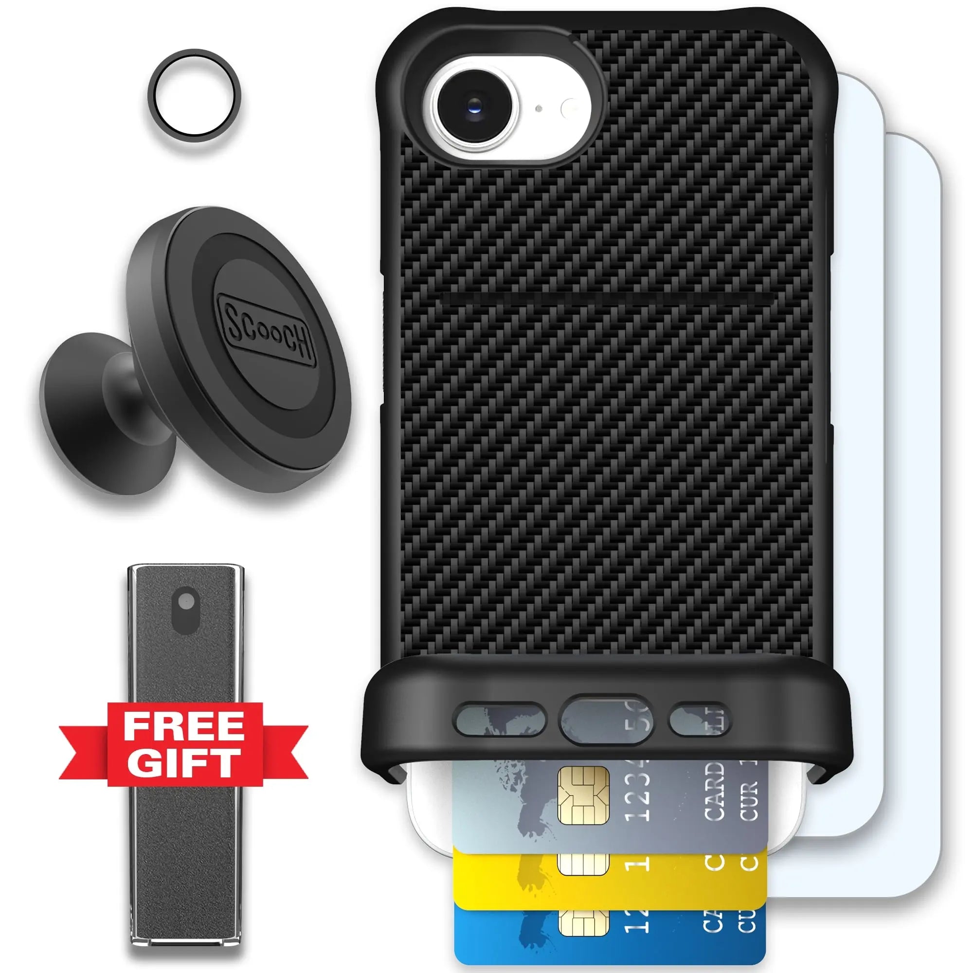 Scooch-Wingmate Defender Bundle for iPhone 16e-Carbon-Fiber