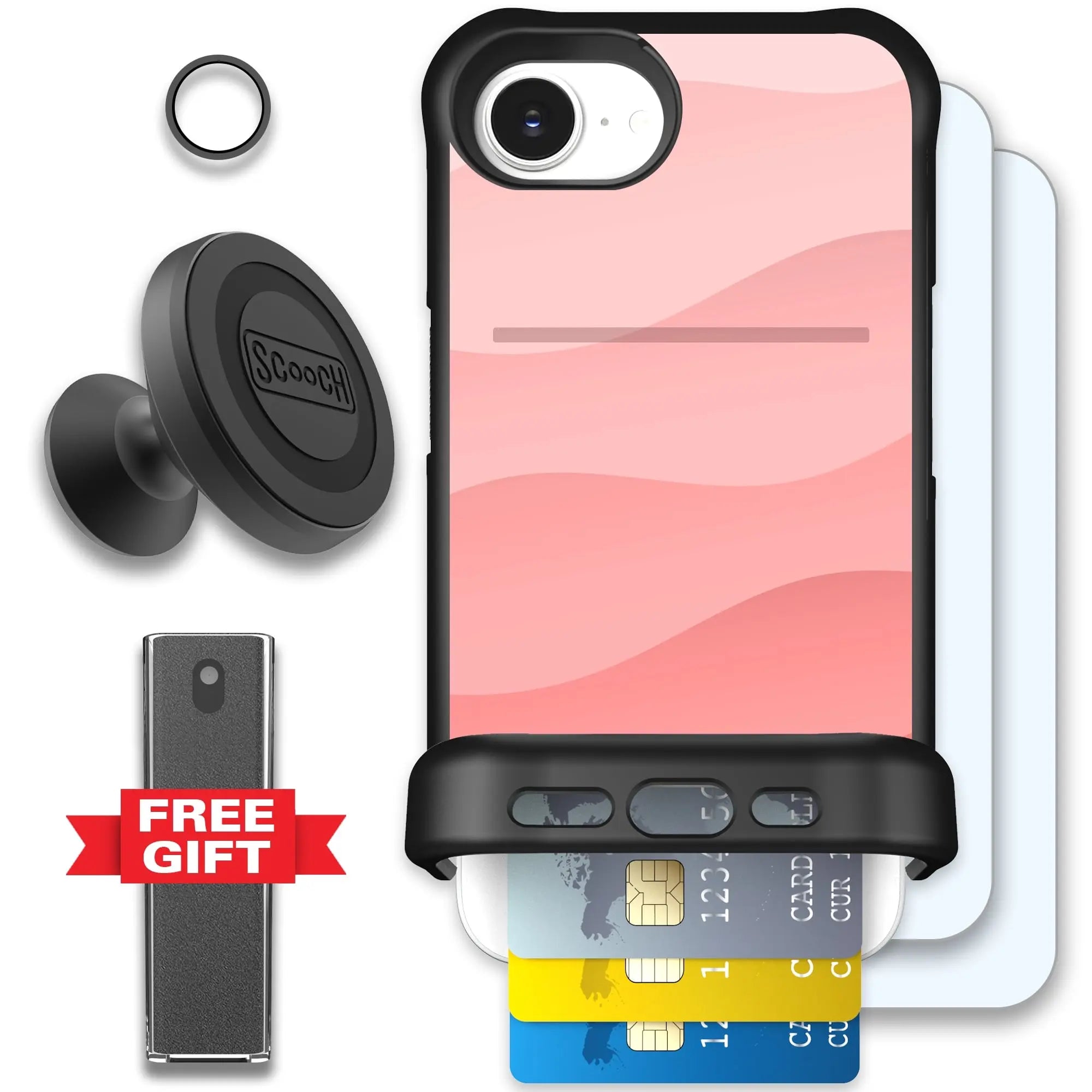 Scooch-Wingmate Defender Bundle for iPhone 16e-Pink-Waves