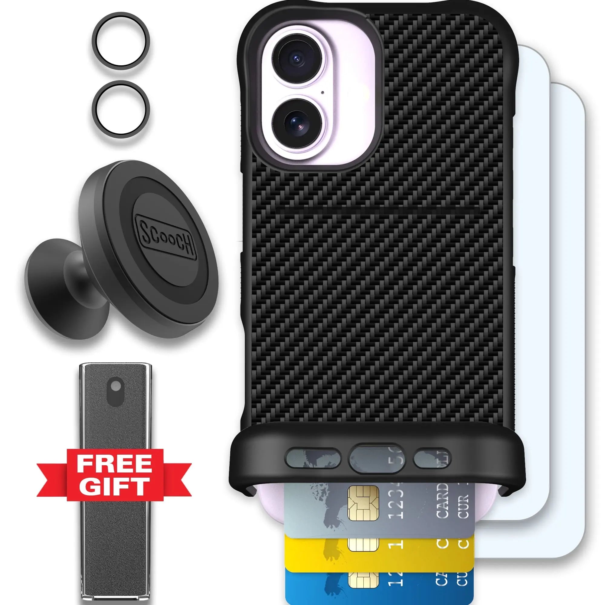 Scooch-Wingmate Defender Bundle for iPhone 17-Carbon Fiber