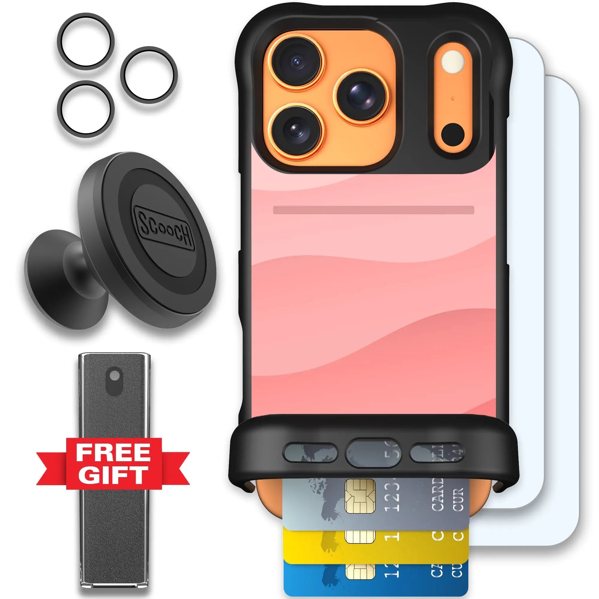 Scooch-Wingmate Defender Bundle for iPhone 17 Pro-Pink Waves