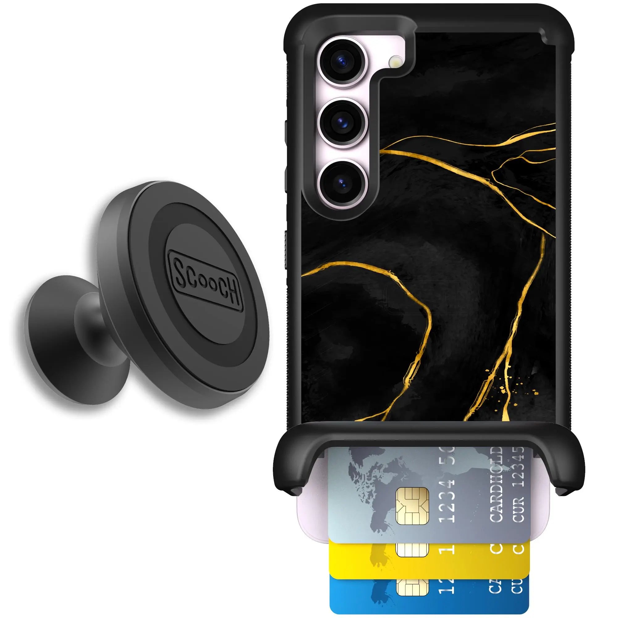 Scooch-Wingmate Starter Bundle for Samsung Galaxy S23-Black-Marble