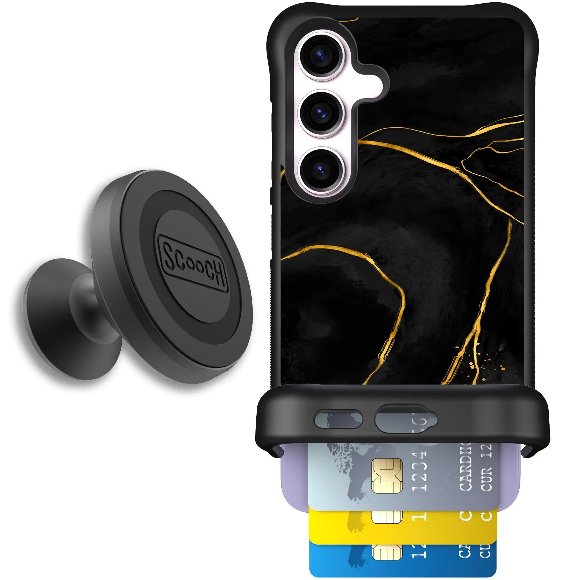 Scooch-Wingmate Starter Bundle for Samsung Galaxy S24-Black-Marble