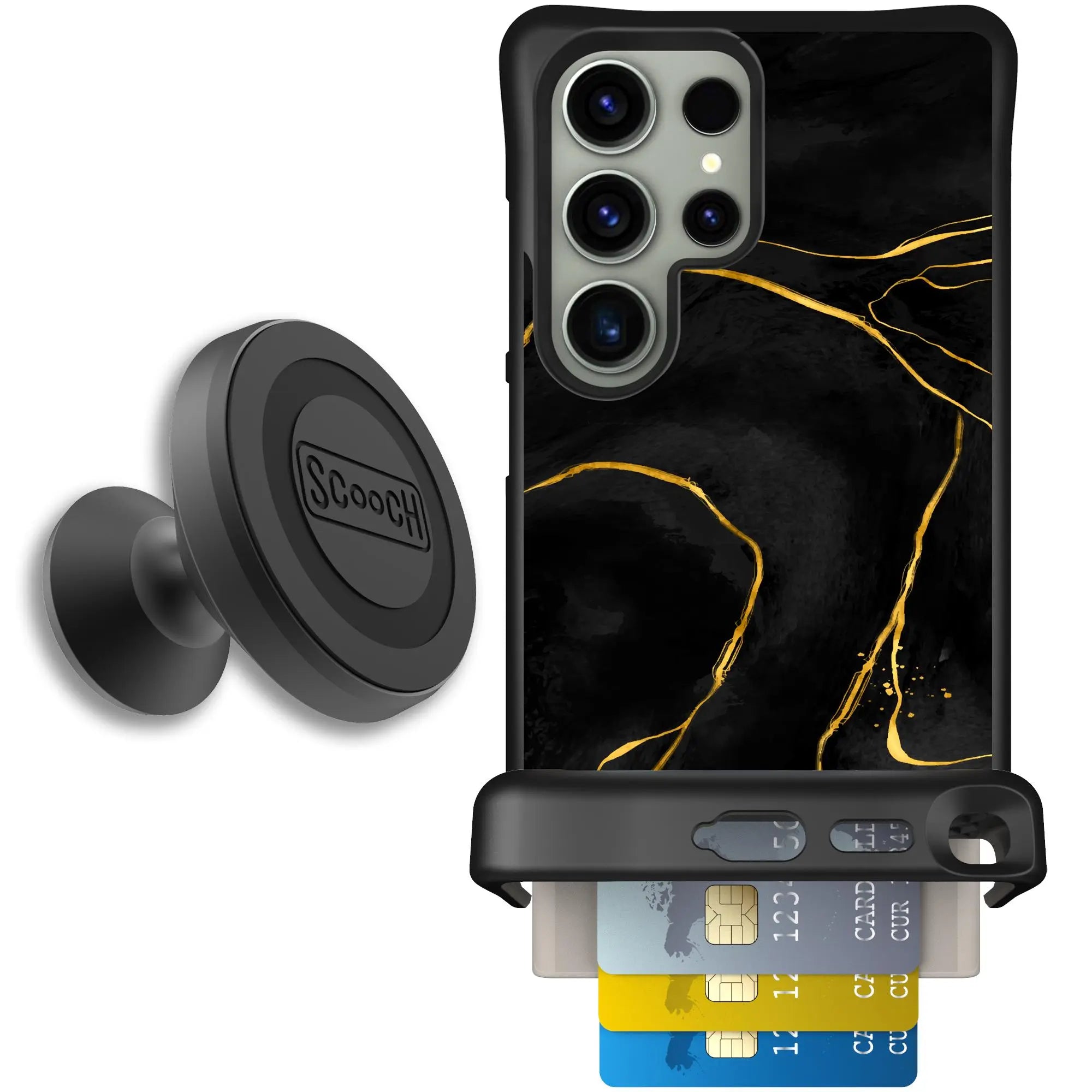 Scooch-Wingmate Starter Bundle for Samsung Galaxy S24 Ultra-Black-Marble