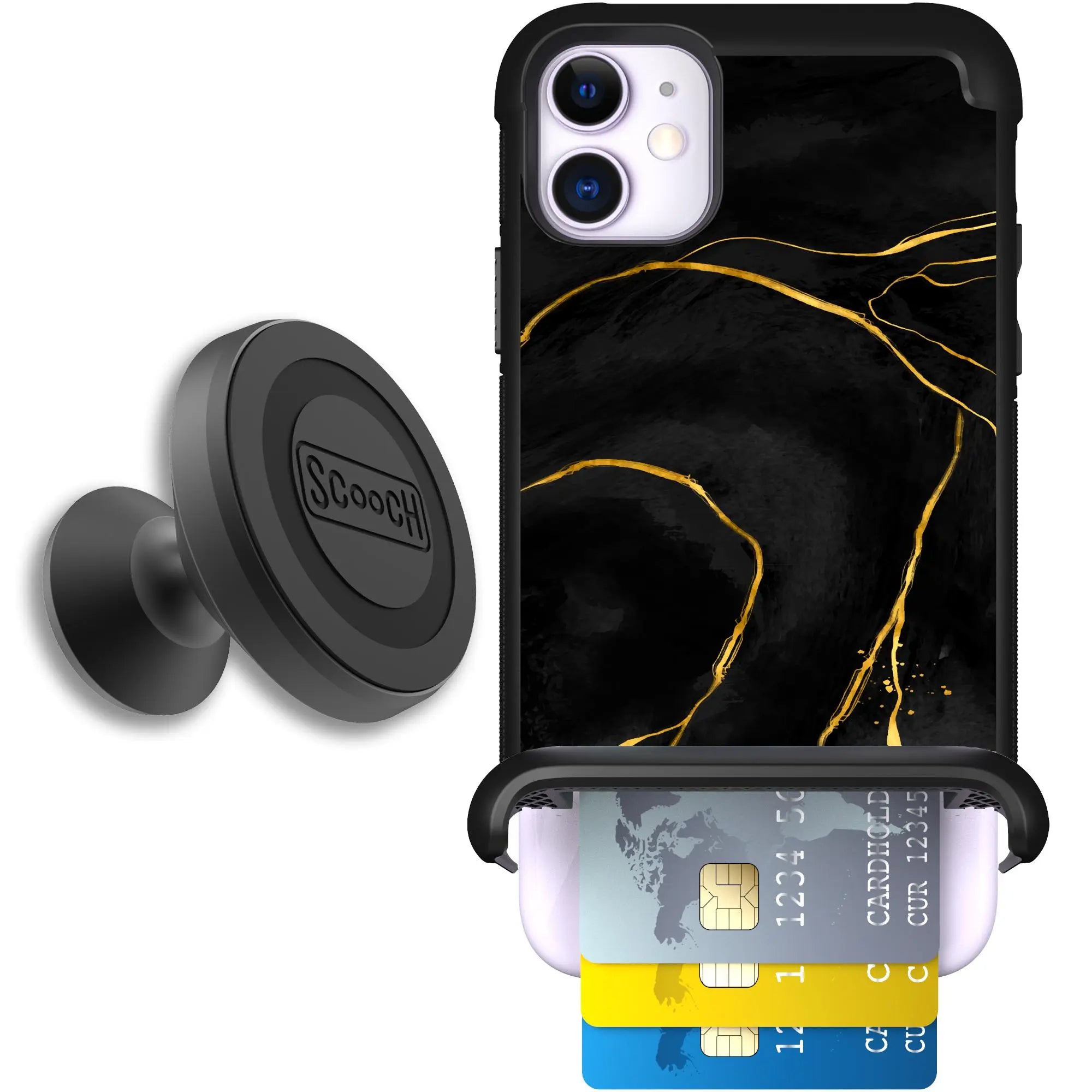 Scooch-Wingmate Starter Bundle for iPhone 11-Black-Marble