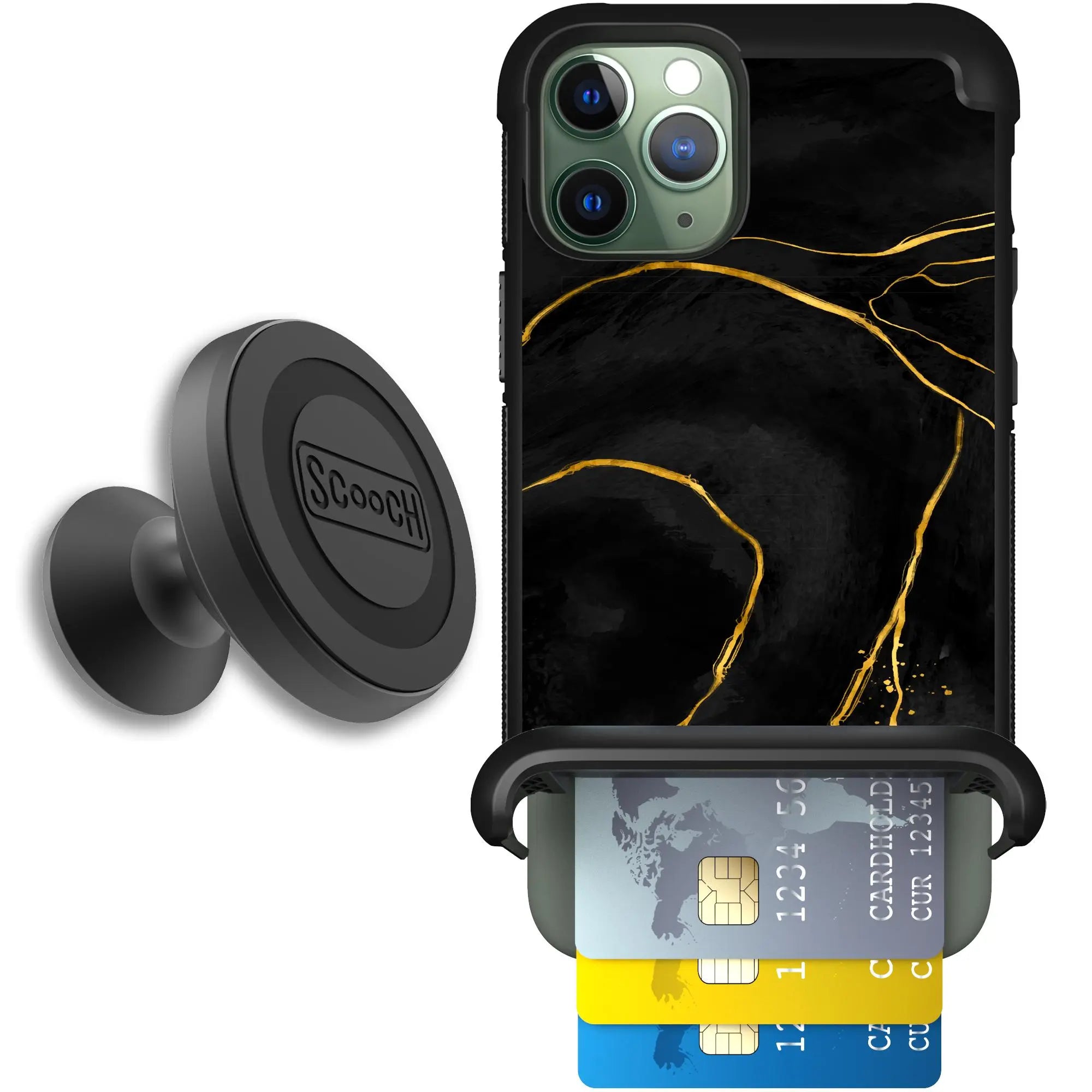 Scooch-Wingmate Starter Bundle for iPhone 11 Pro-Black-Marble