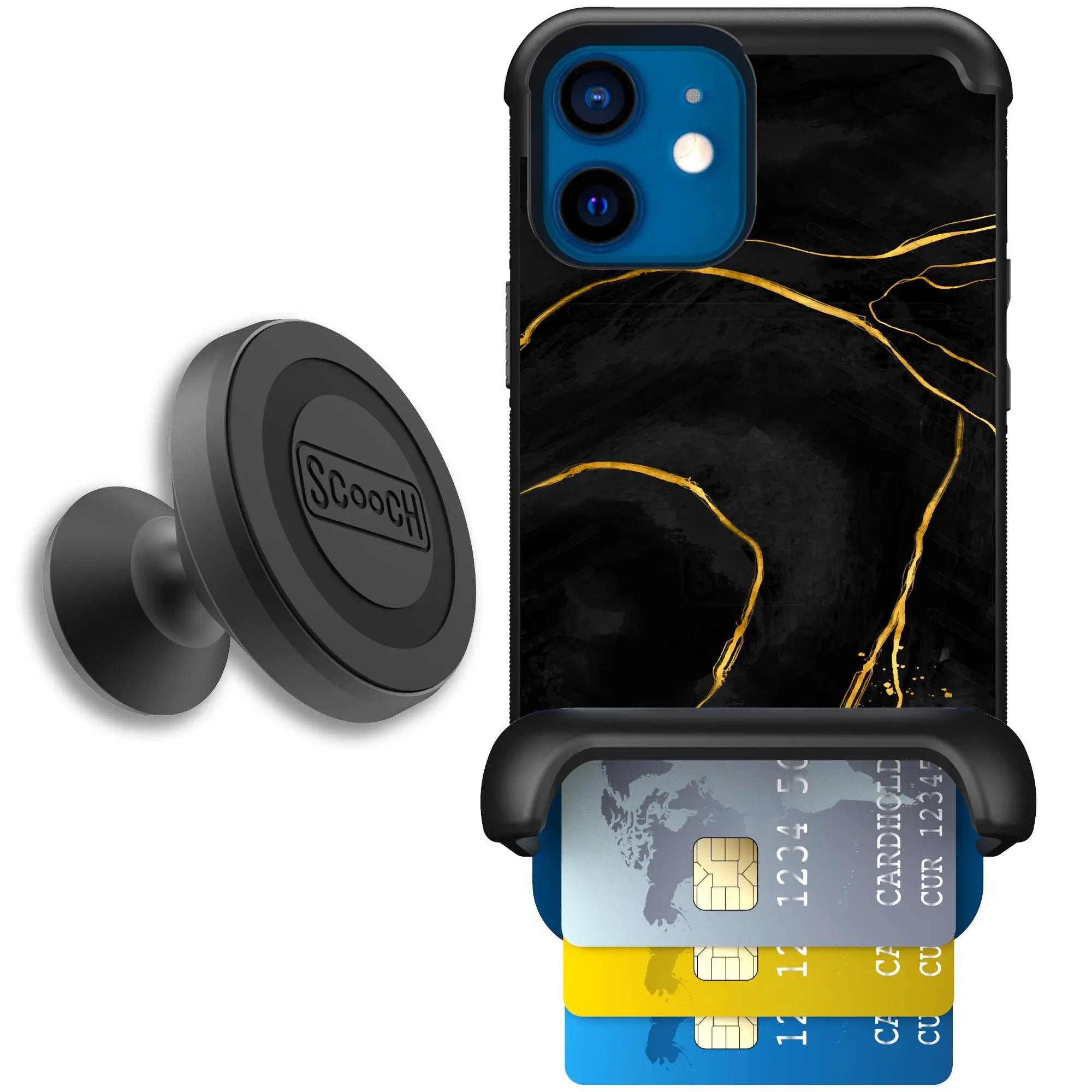 Scooch-Wingmate Starter Bundle for iPhone 12 Mini-Black-Marble